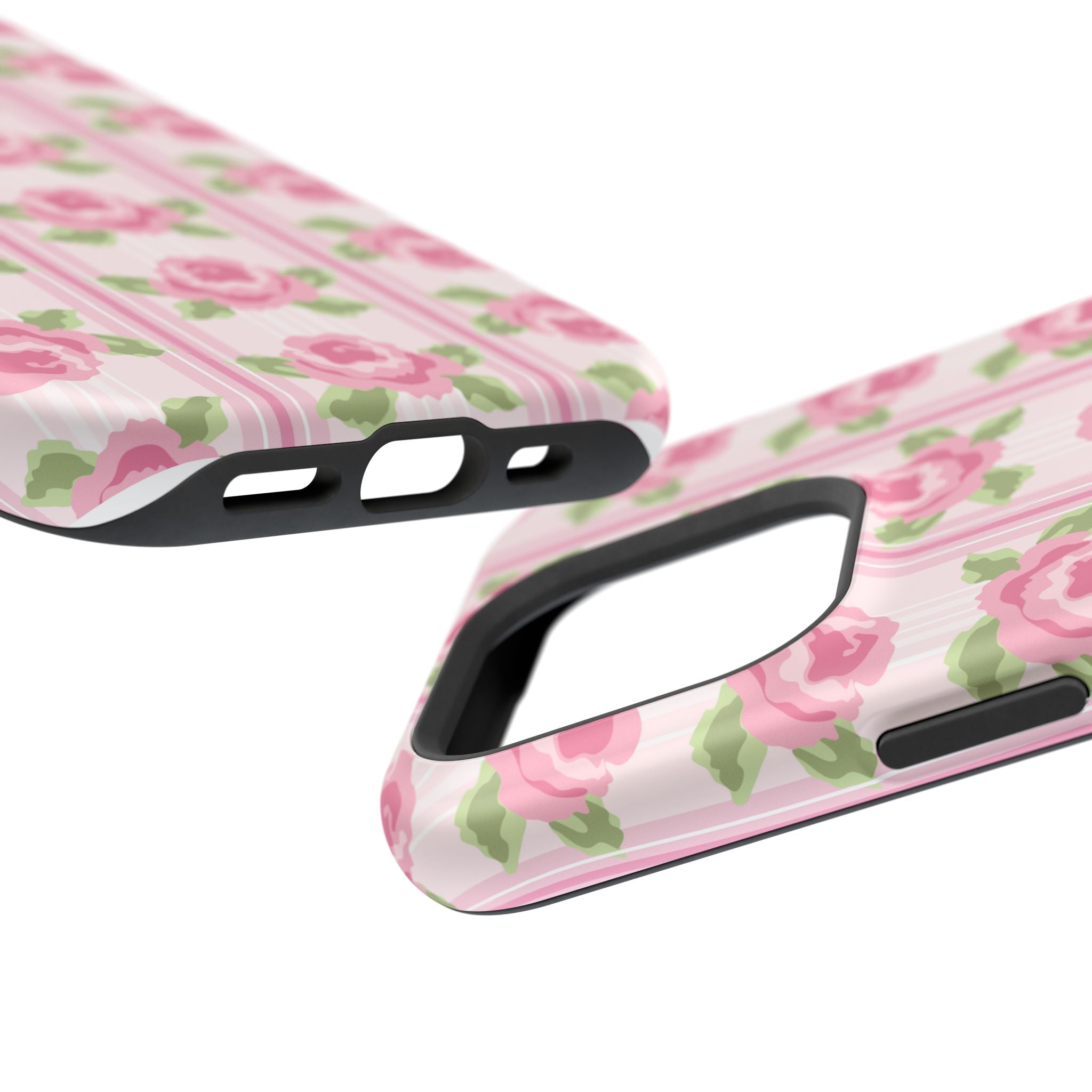 Customizable: Floral Impact-Resistant Phone Case, Pink Rose Pattern