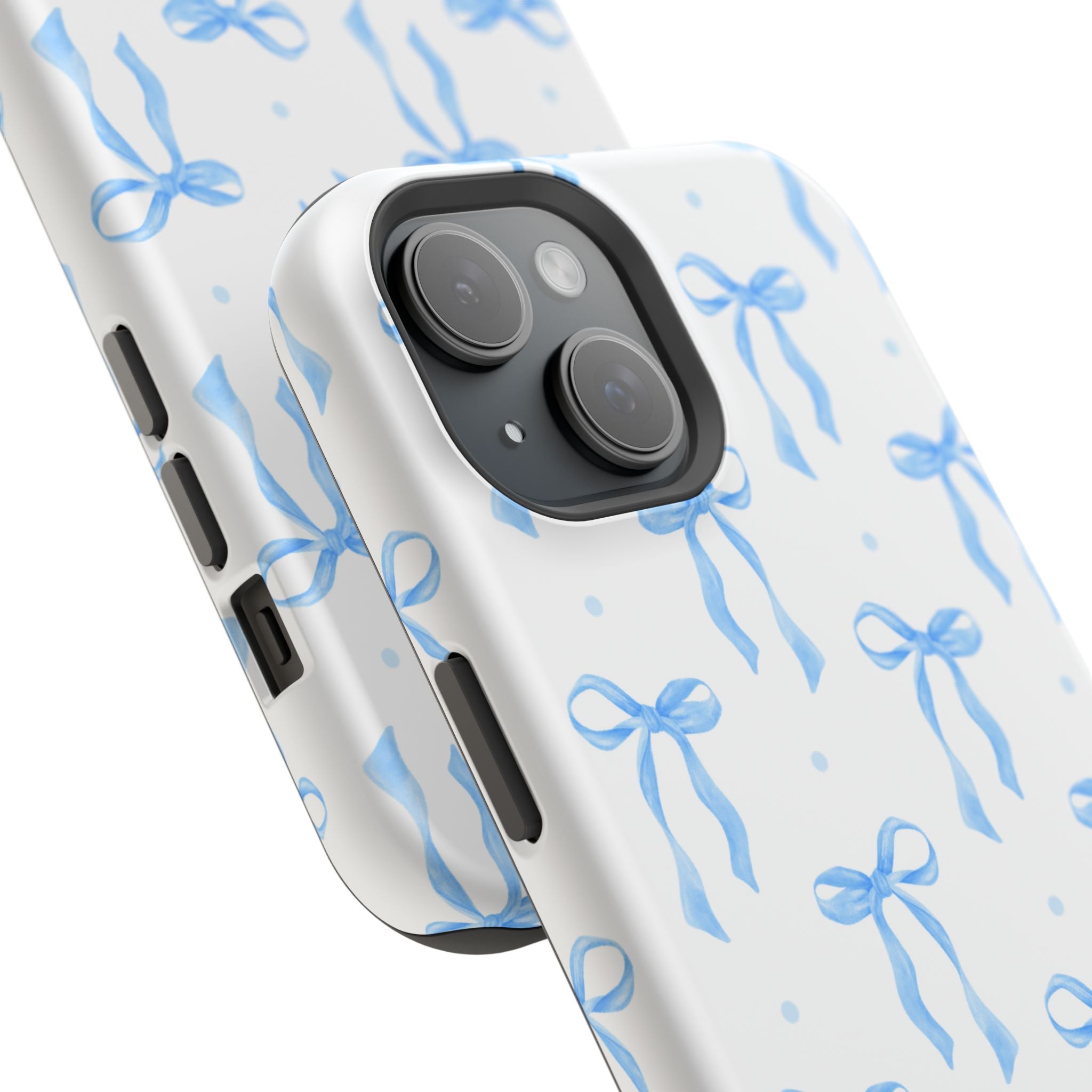 Customizable: Chic Blue Coquette Bow Impact-Resistant Phone Case