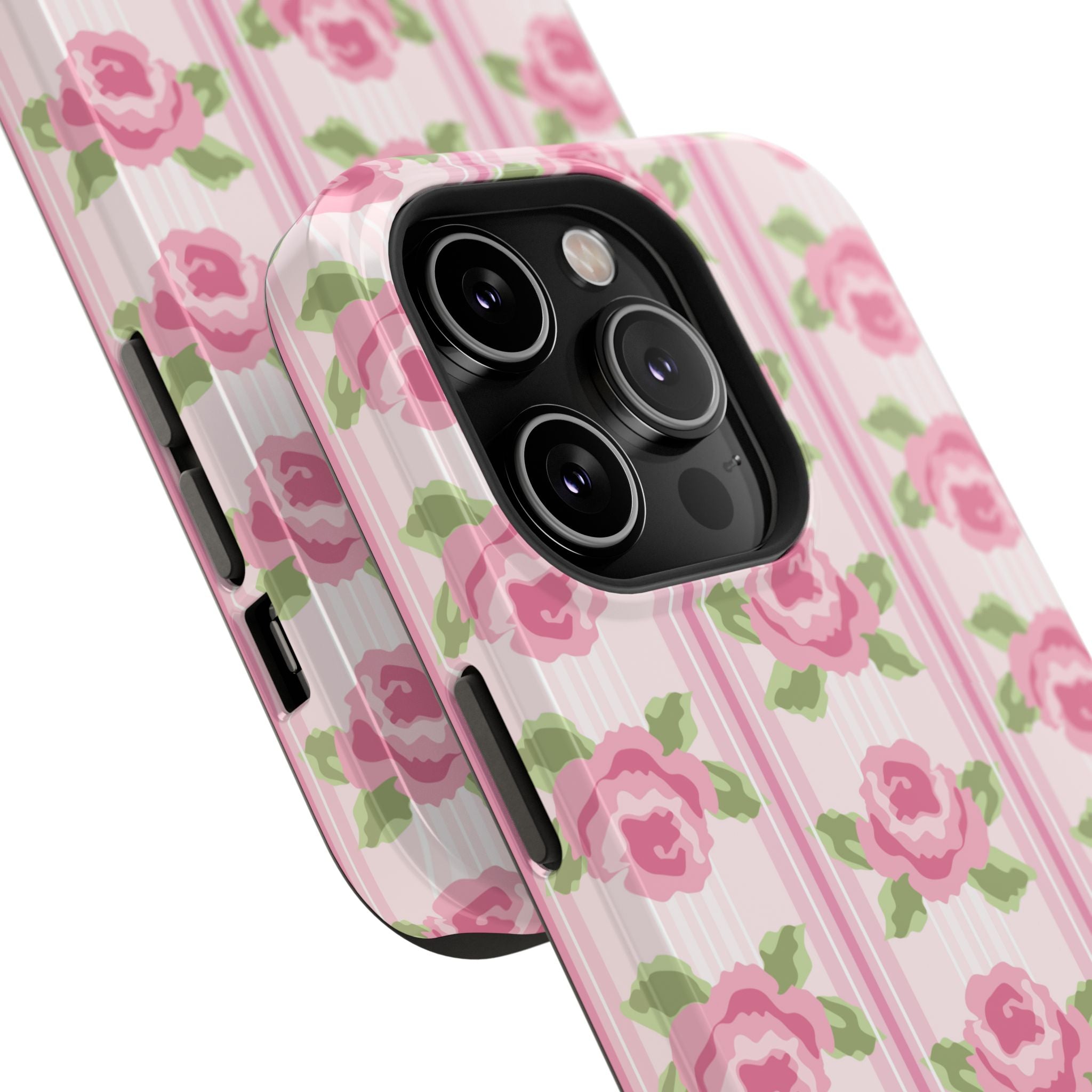 Customizable: Floral Impact-Resistant Phone Case, Pink Rose Pattern