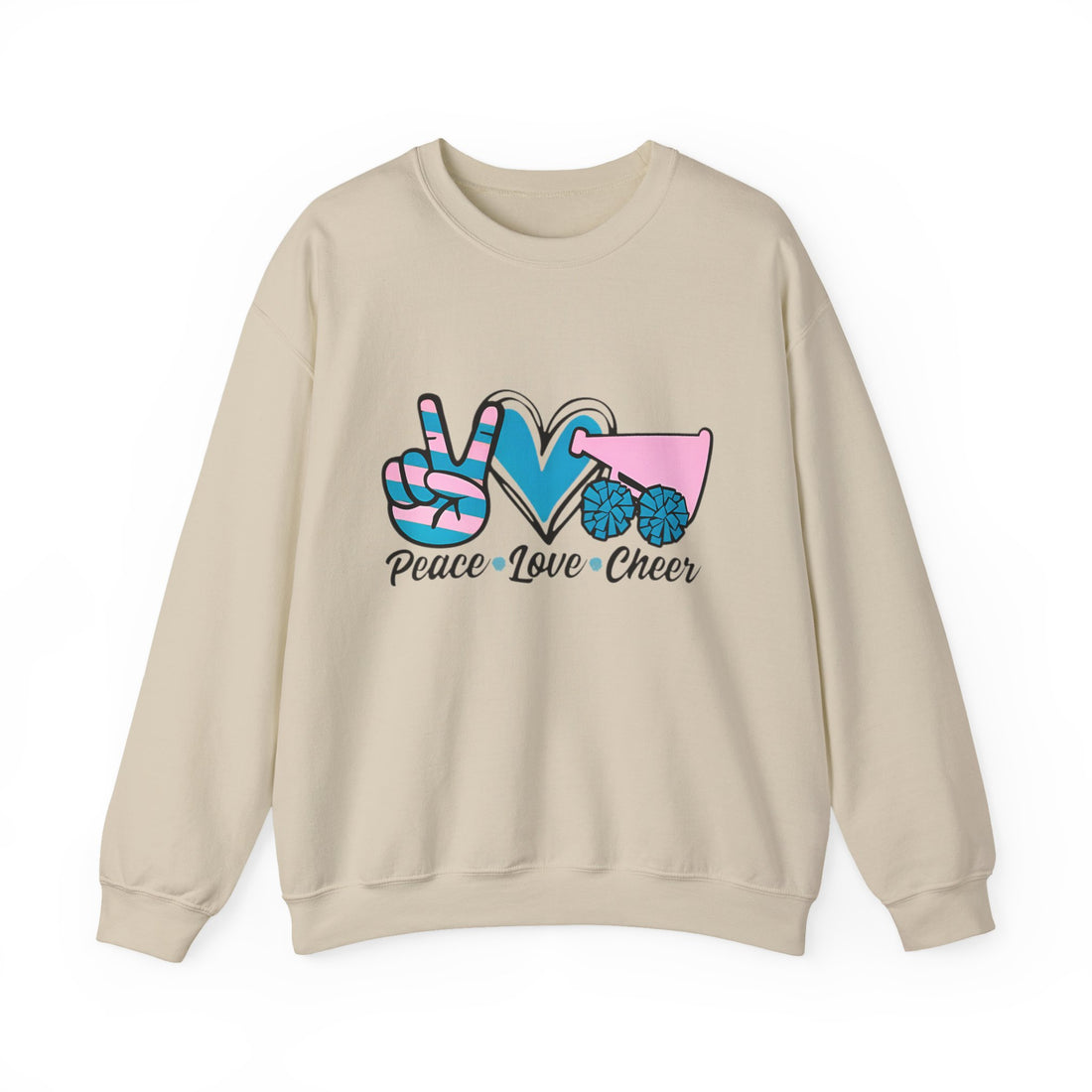 Peace Love Cheer Crewneck Sweatshirt for Cheerleaders, Cozy Sweatshirt, Sports Apparel, Gift for Cheer Team, Team Spirit Clothing