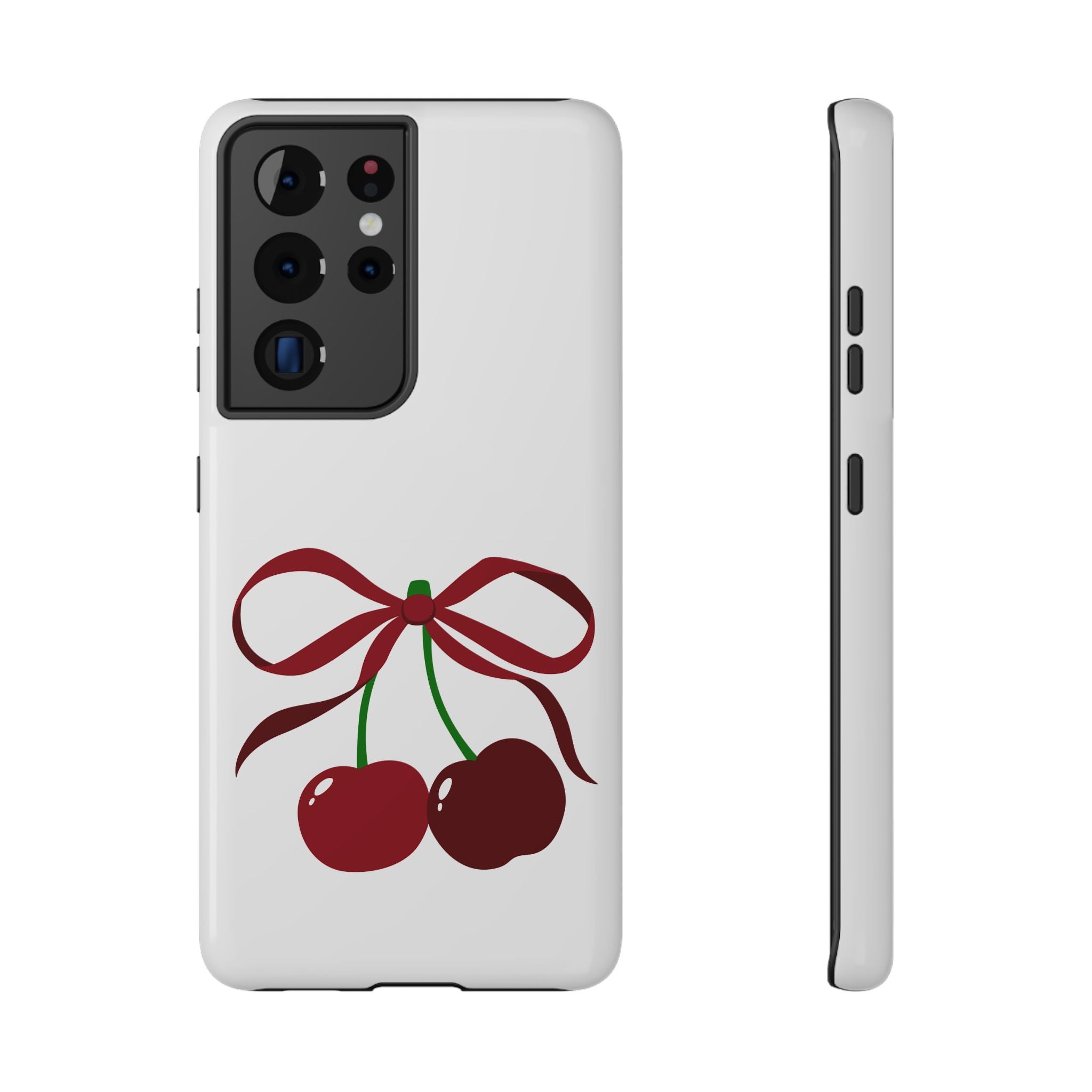 Customizable: Cherry Bow Impact-Resistant Case for Smartphones | Cute Phone Cover | Gift for Her | Cherry Lover's Accessory | Durable Phone Case