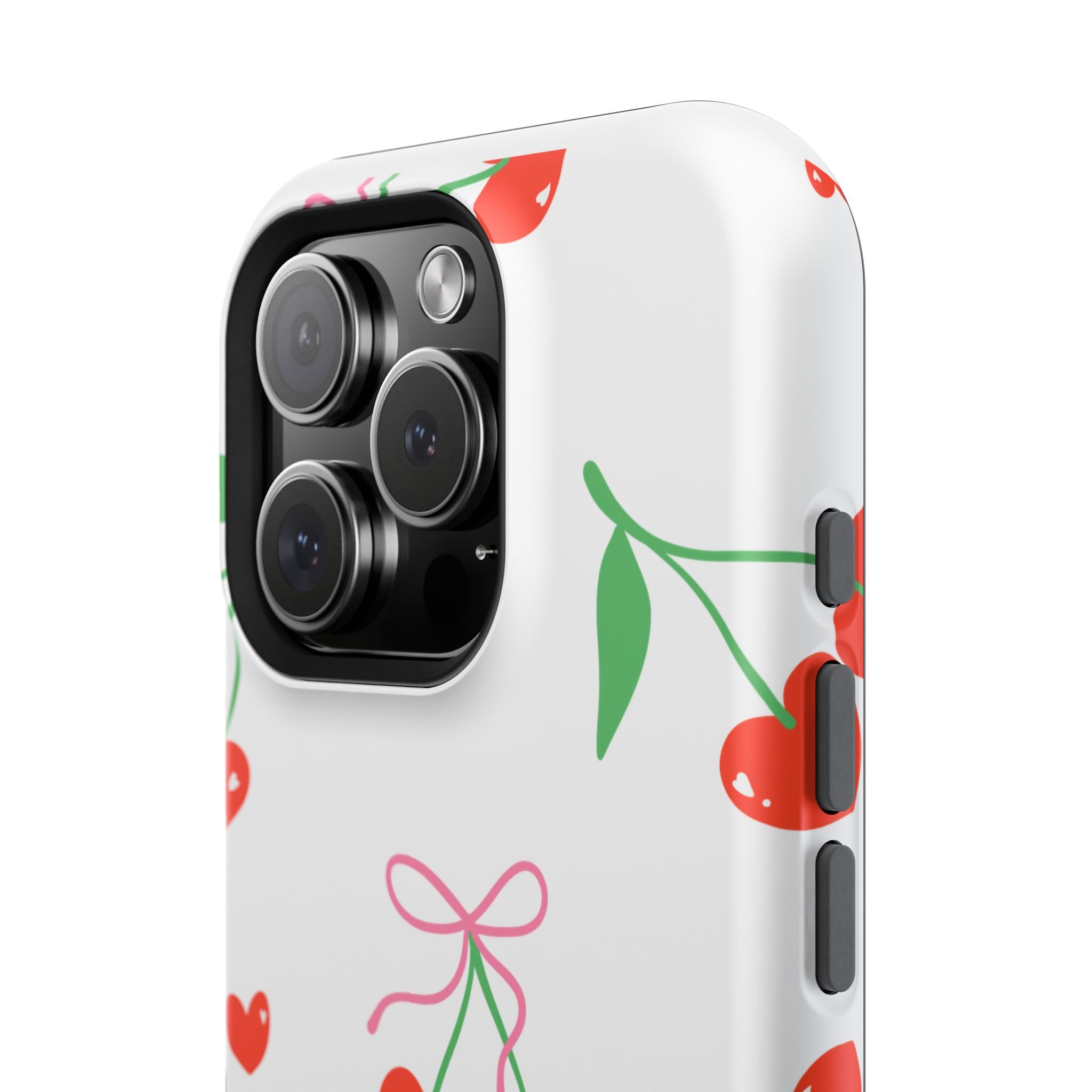 Customizable: Cherry Heart Impact-Resistant Phone Case