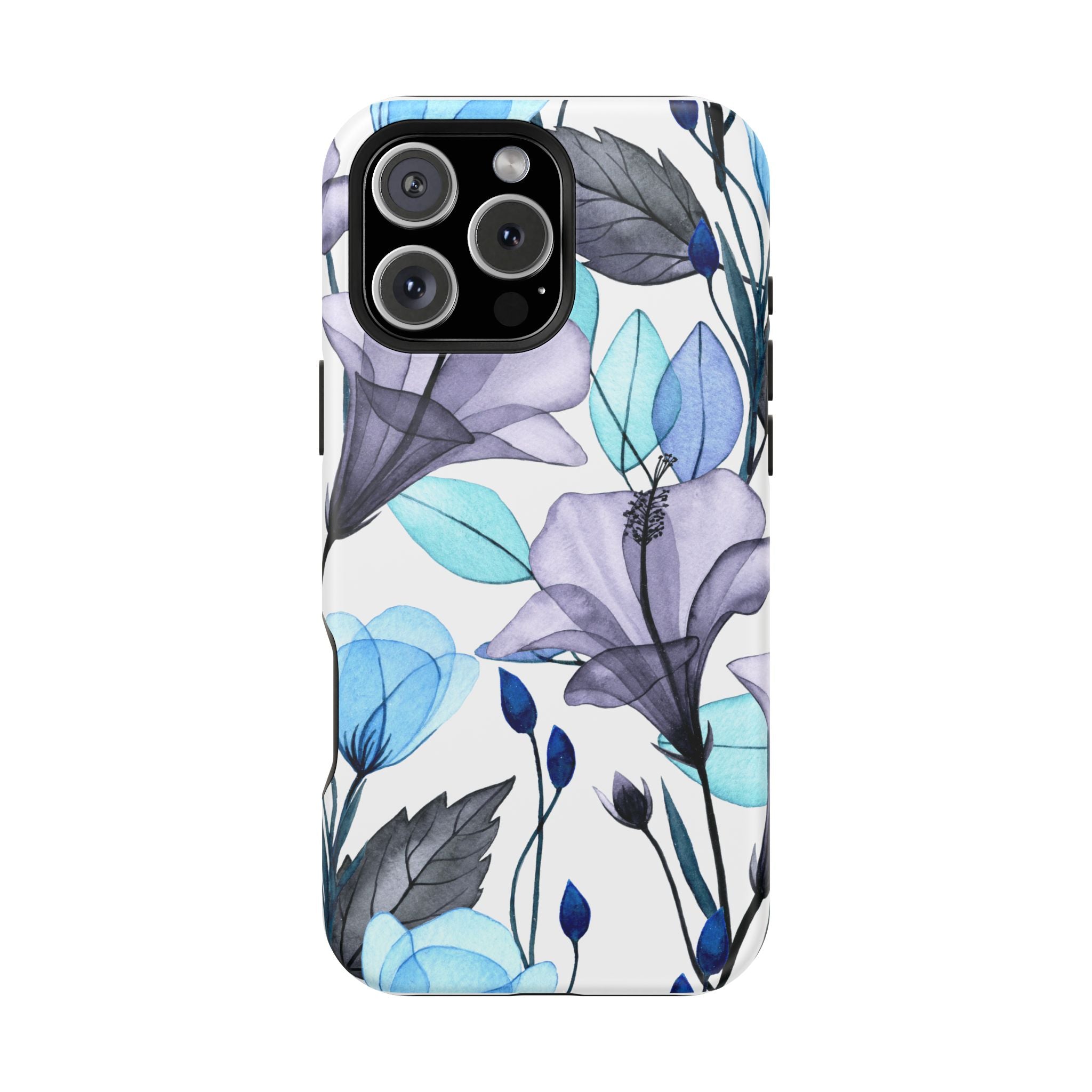 Customizable: Blue and Purple Floral Impact-Resistant Phone Case