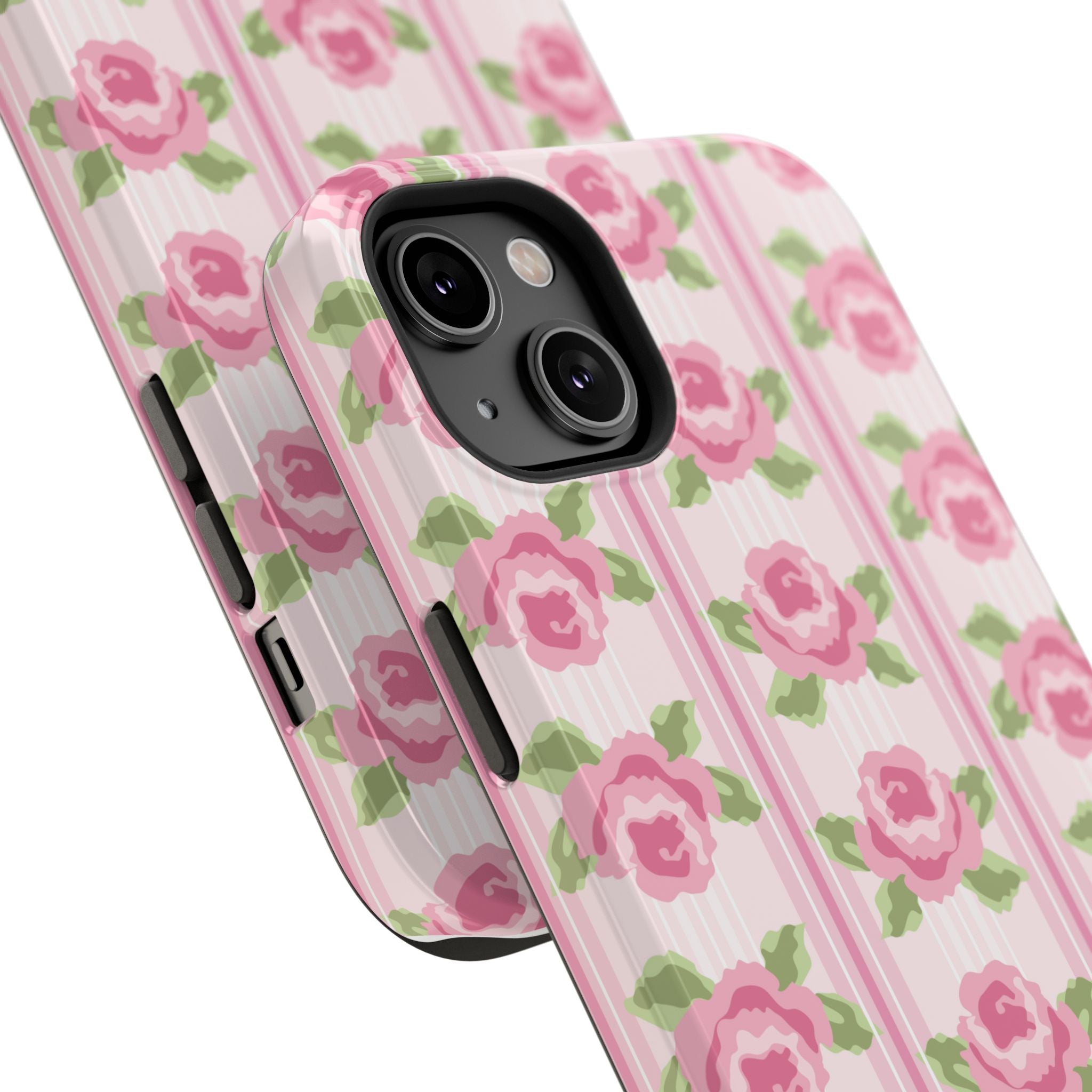Customizable: Floral Impact-Resistant Phone Case, Pink Rose Pattern