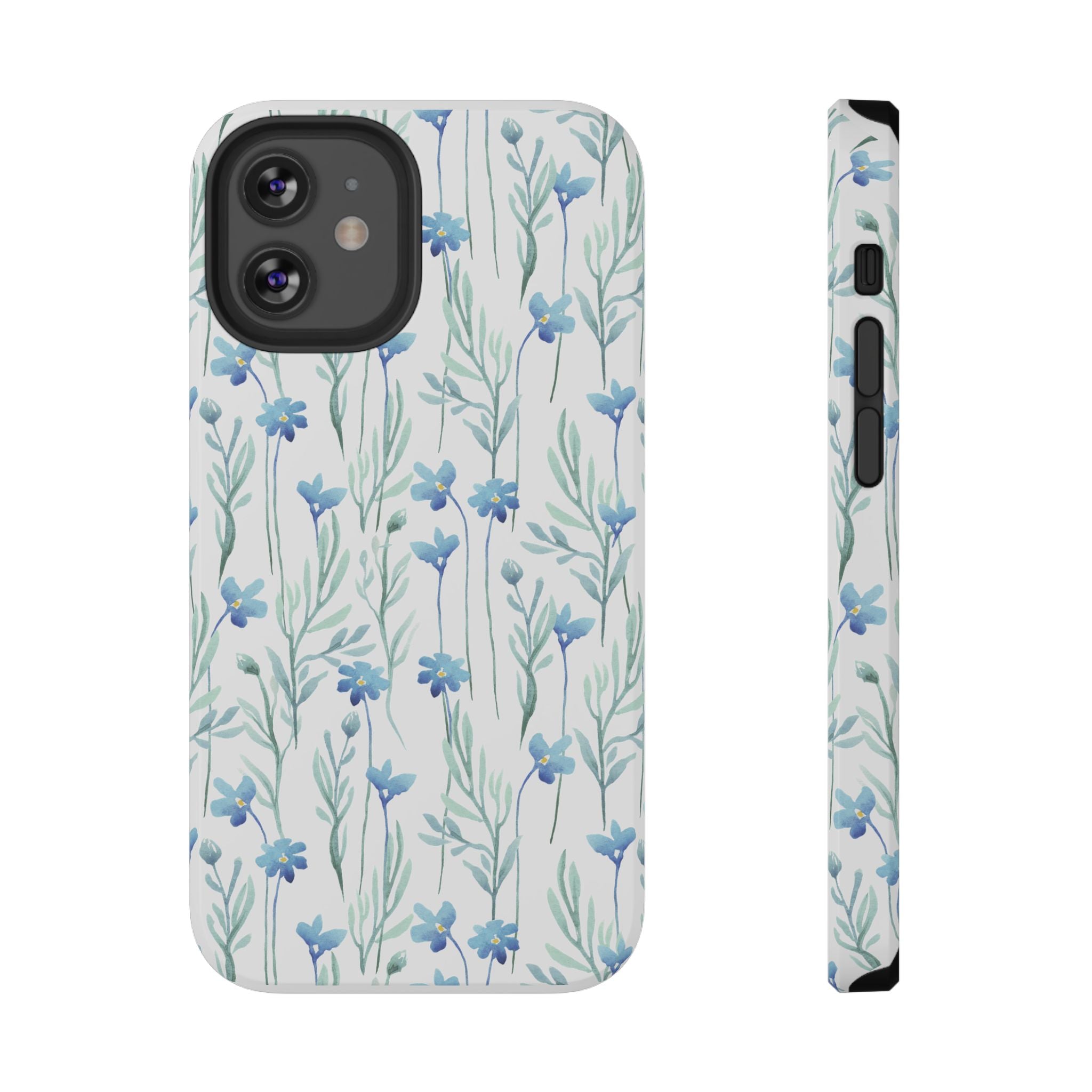 Customizable: Blue Floral Impact-Resistant Phone Case