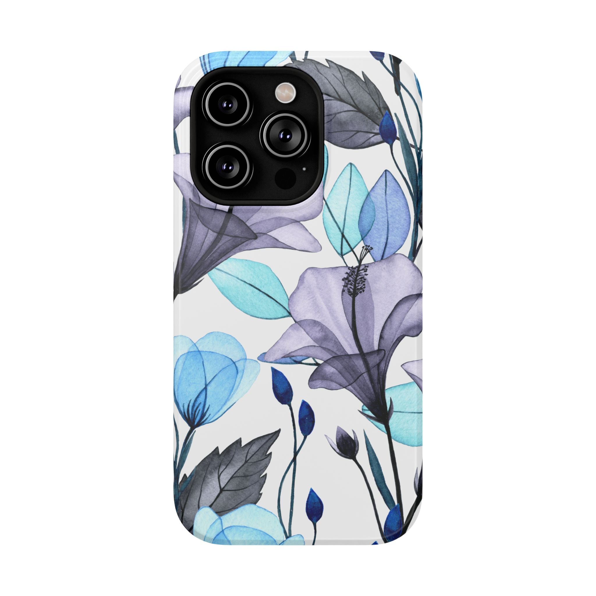 Customizable: Blue and Purple Floral Impact-Resistant Phone Case