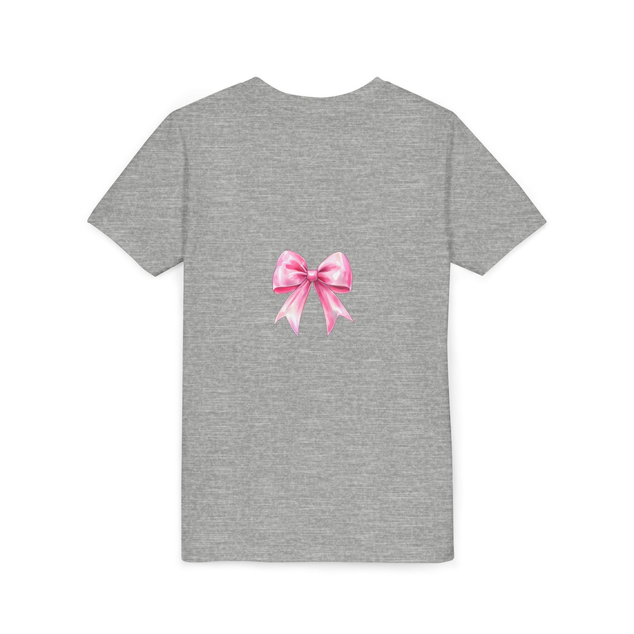 Cheerful Youth Tee with Pink Bow, Perfect for Cheerleading, Birthdays, Parties, Sports Events, and Everyday Wear