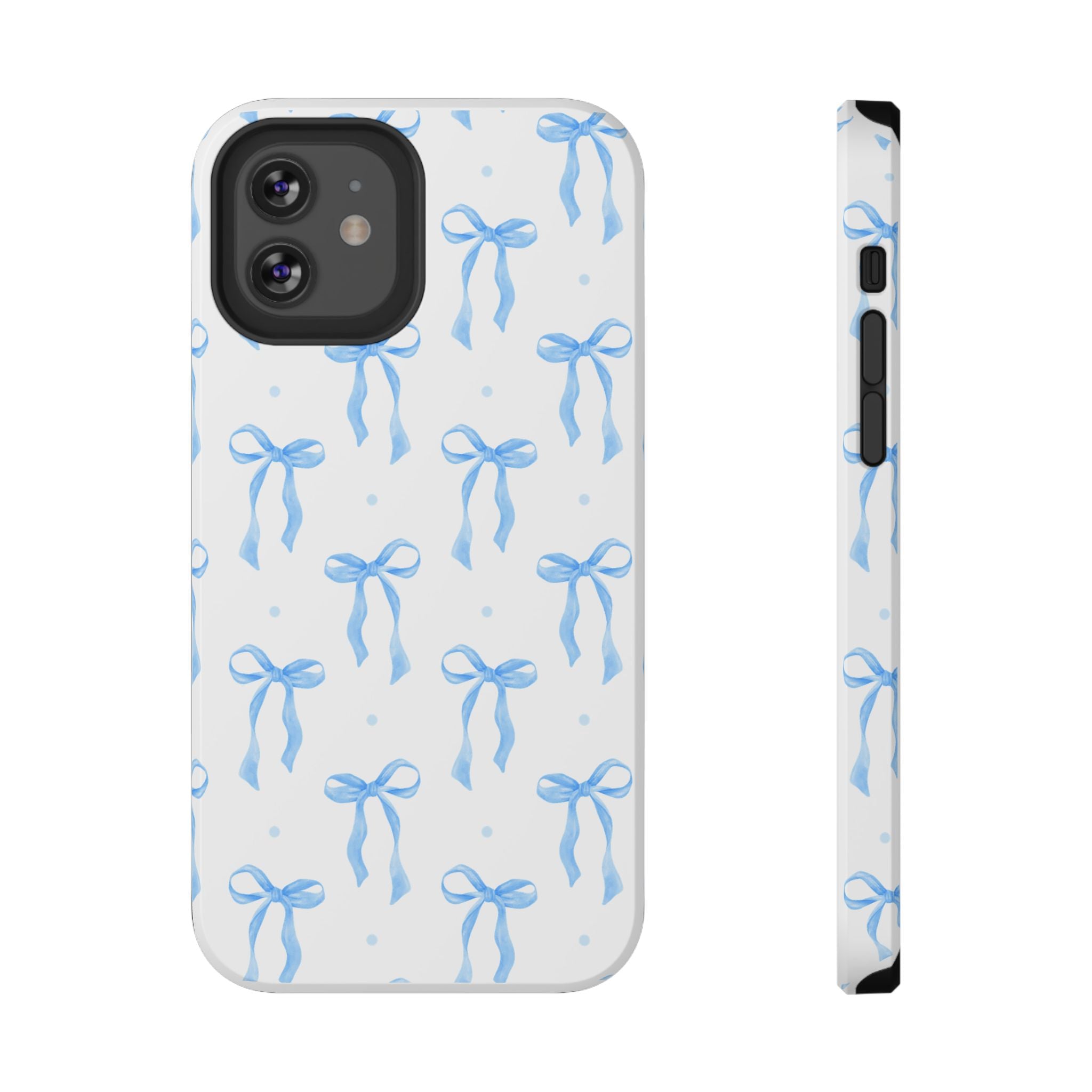 Customizable: Chic Blue Coquette Bow Impact-Resistant Phone Case