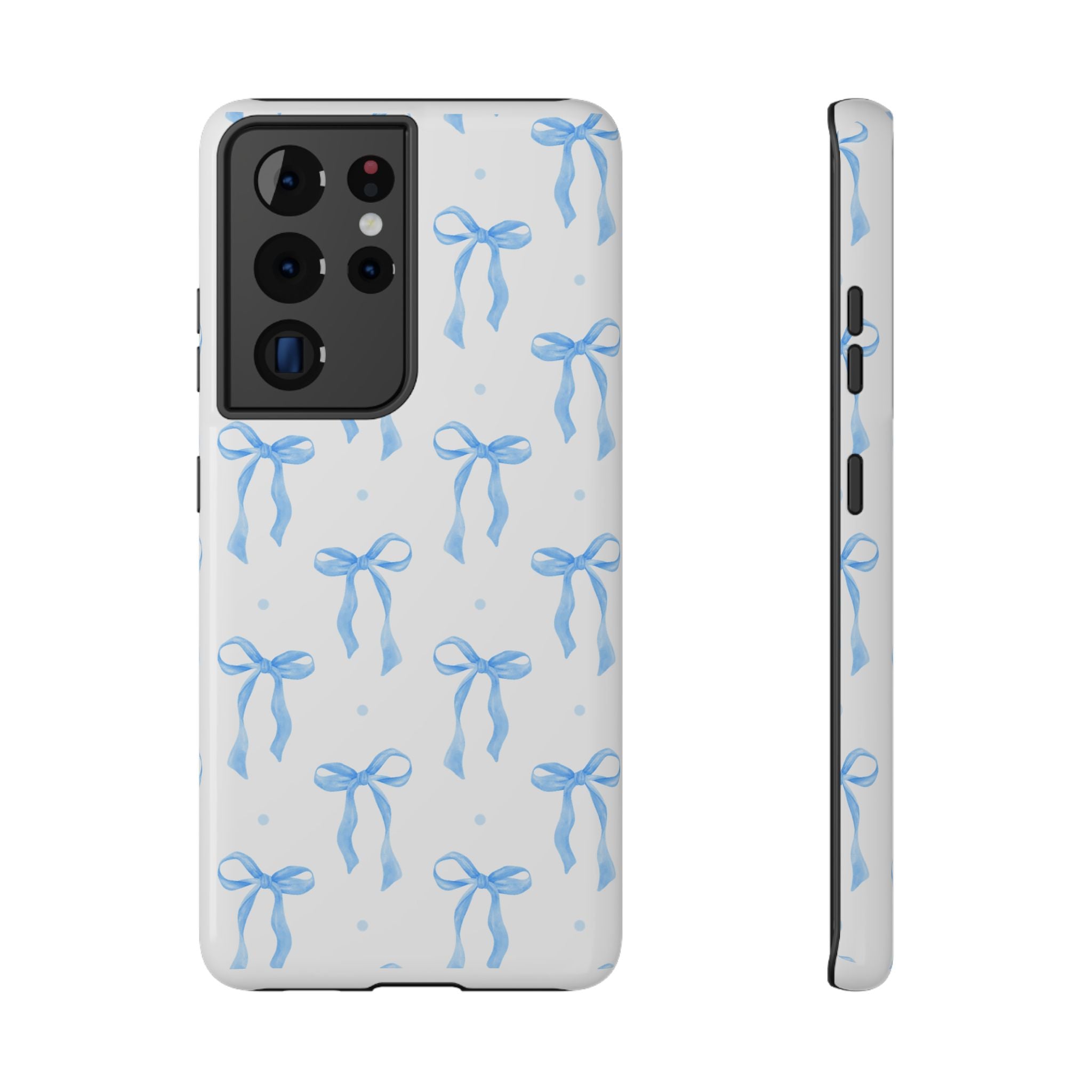 Customizable: Chic Blue Coquette Bow Impact-Resistant Phone Case