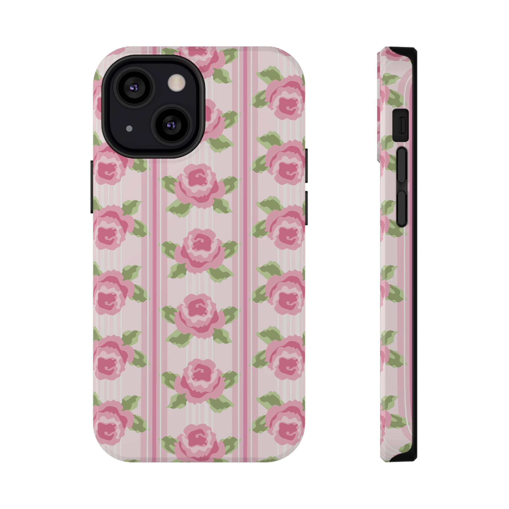 Customizable: Floral Impact-Resistant Phone Case, Pink Rose Pattern