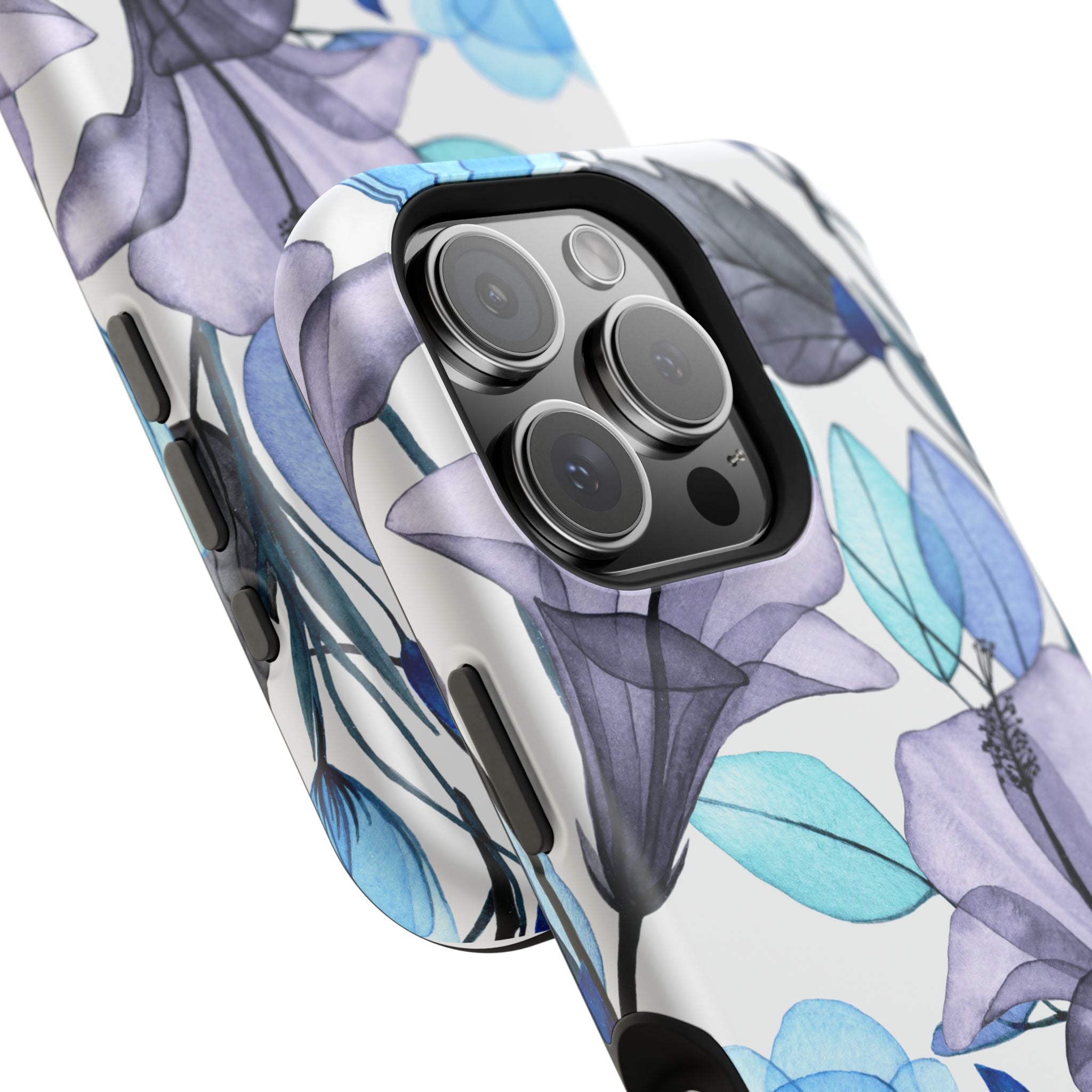 Customizable: Blue and Purple Floral Impact-Resistant Phone Case