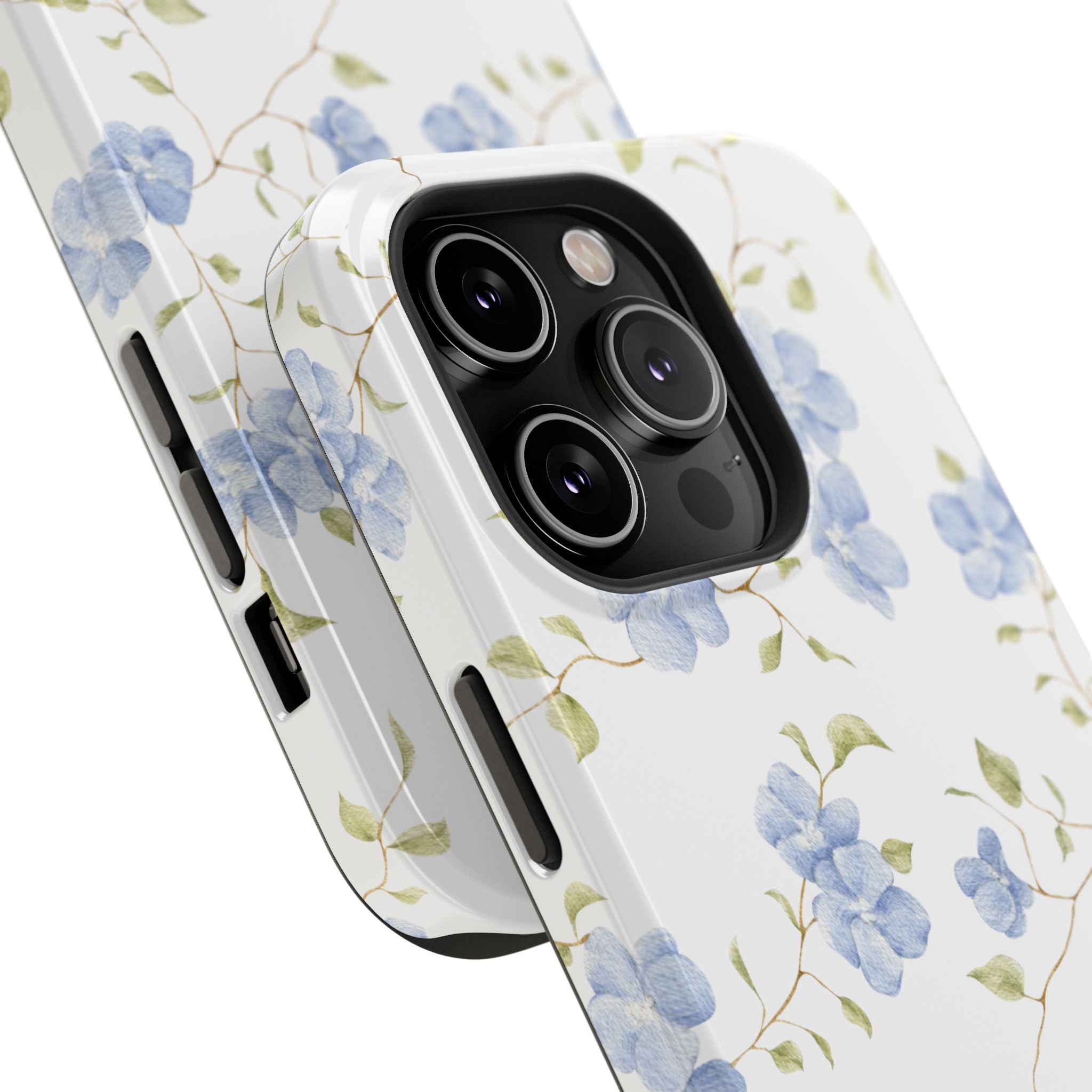 Customizable: Blue Floral Impact-Resistant Phone Case