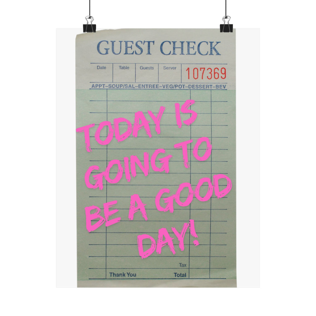 Guest Check Wall Art Poster, College Dorm Decor, Trendy Wall Art, Gift for Friends