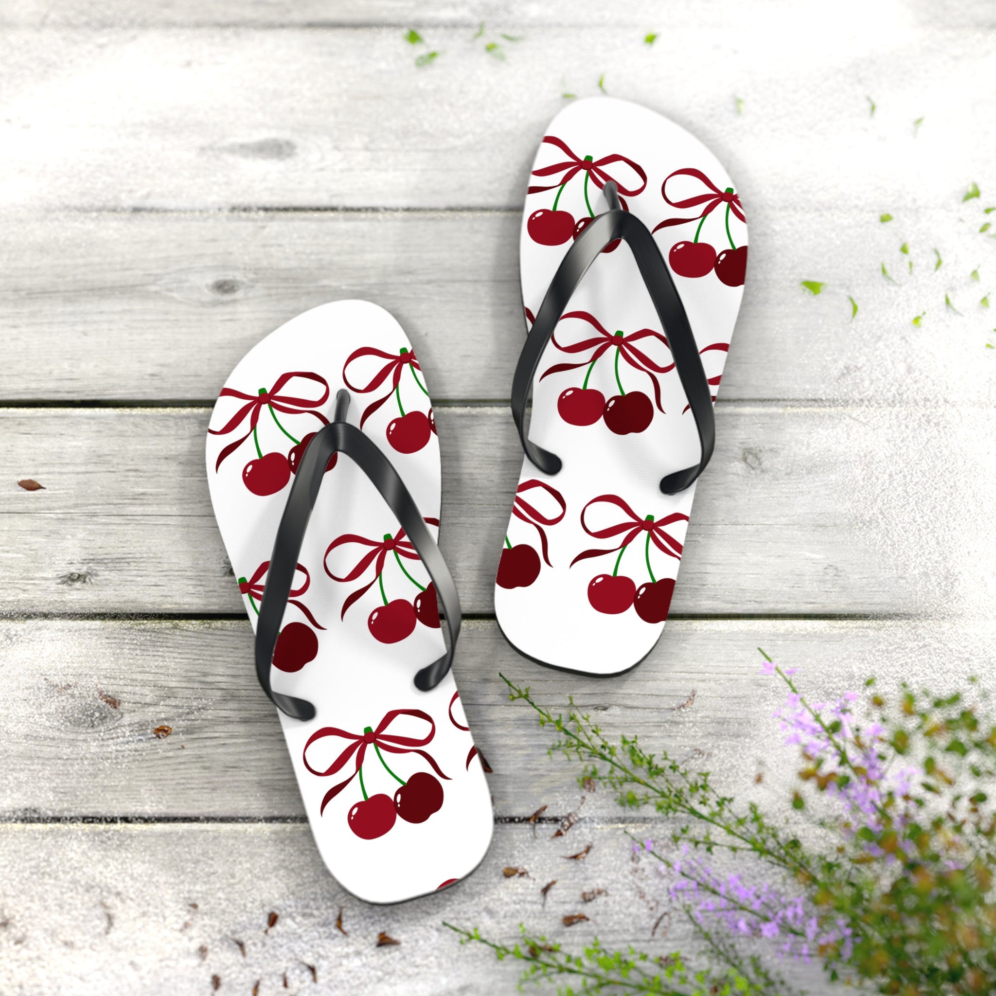 Customizable: Cherry Blossom Flip Flops, Tropical Beach Sandals, Summer Footwear, Perfect for Vacation, Gift for Her, Cute Pool Slides