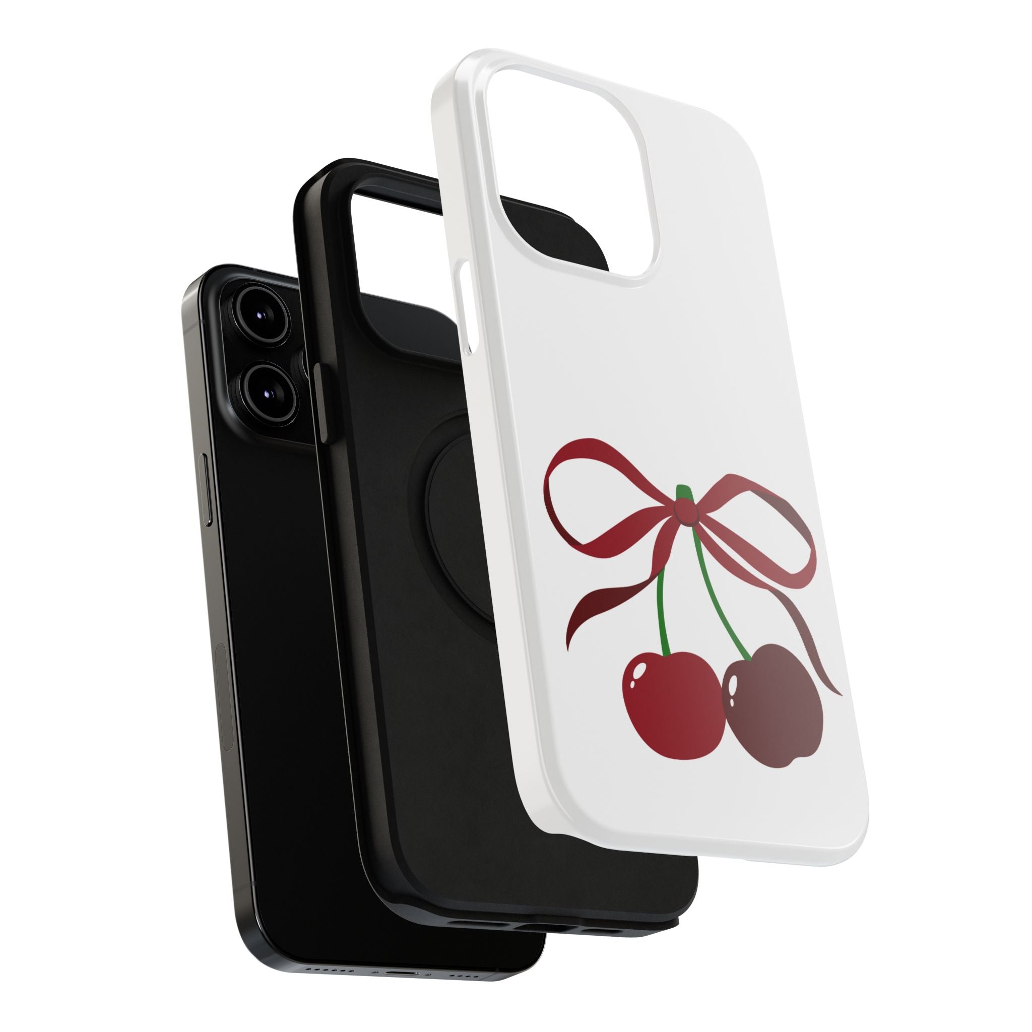 Customizable: Cherry Bow Impact-Resistant Case for Smartphones | Cute Phone Cover | Gift for Her | Cherry Lover's Accessory | Durable Phone Case