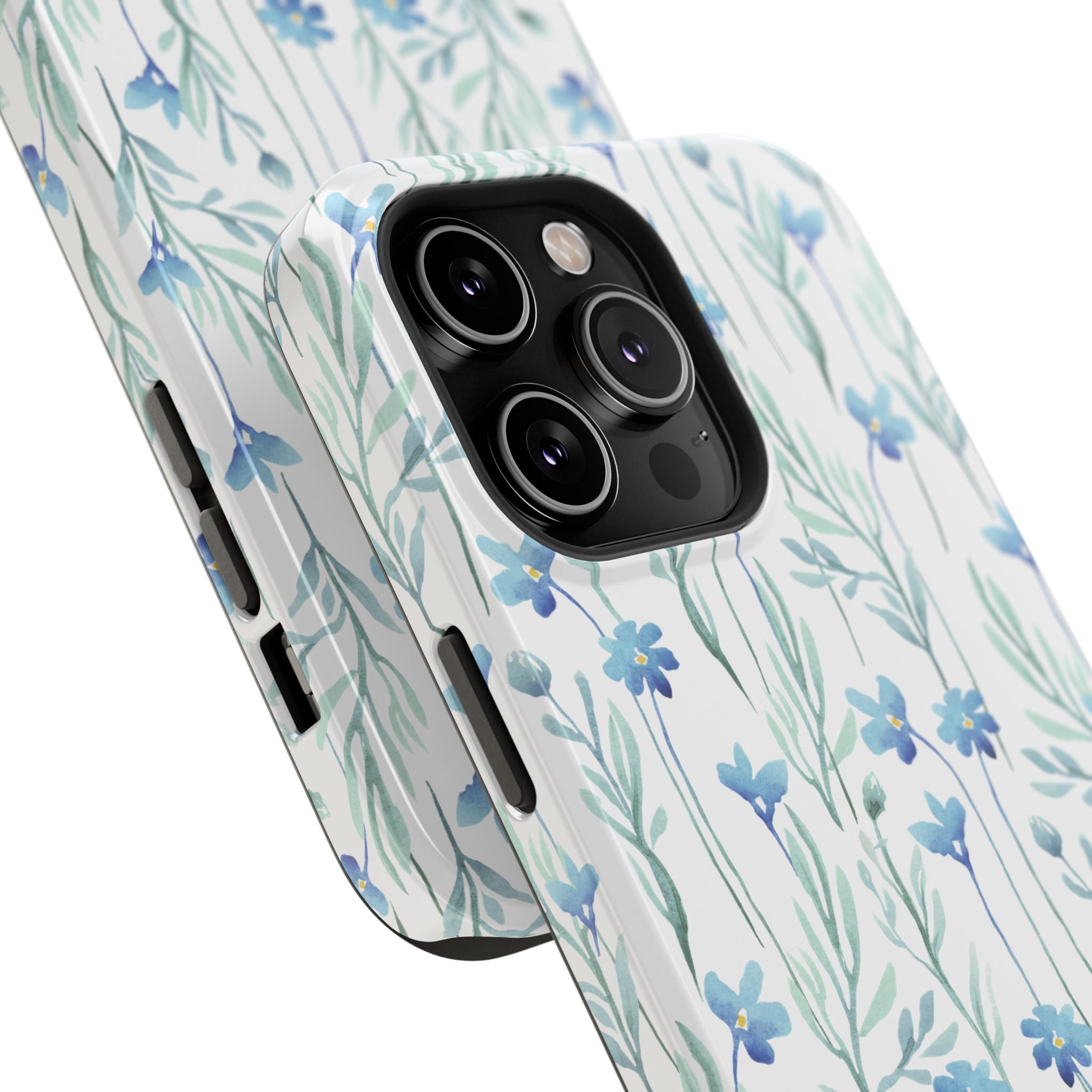 Customizable: Blue Floral Impact-Resistant Phone Case
