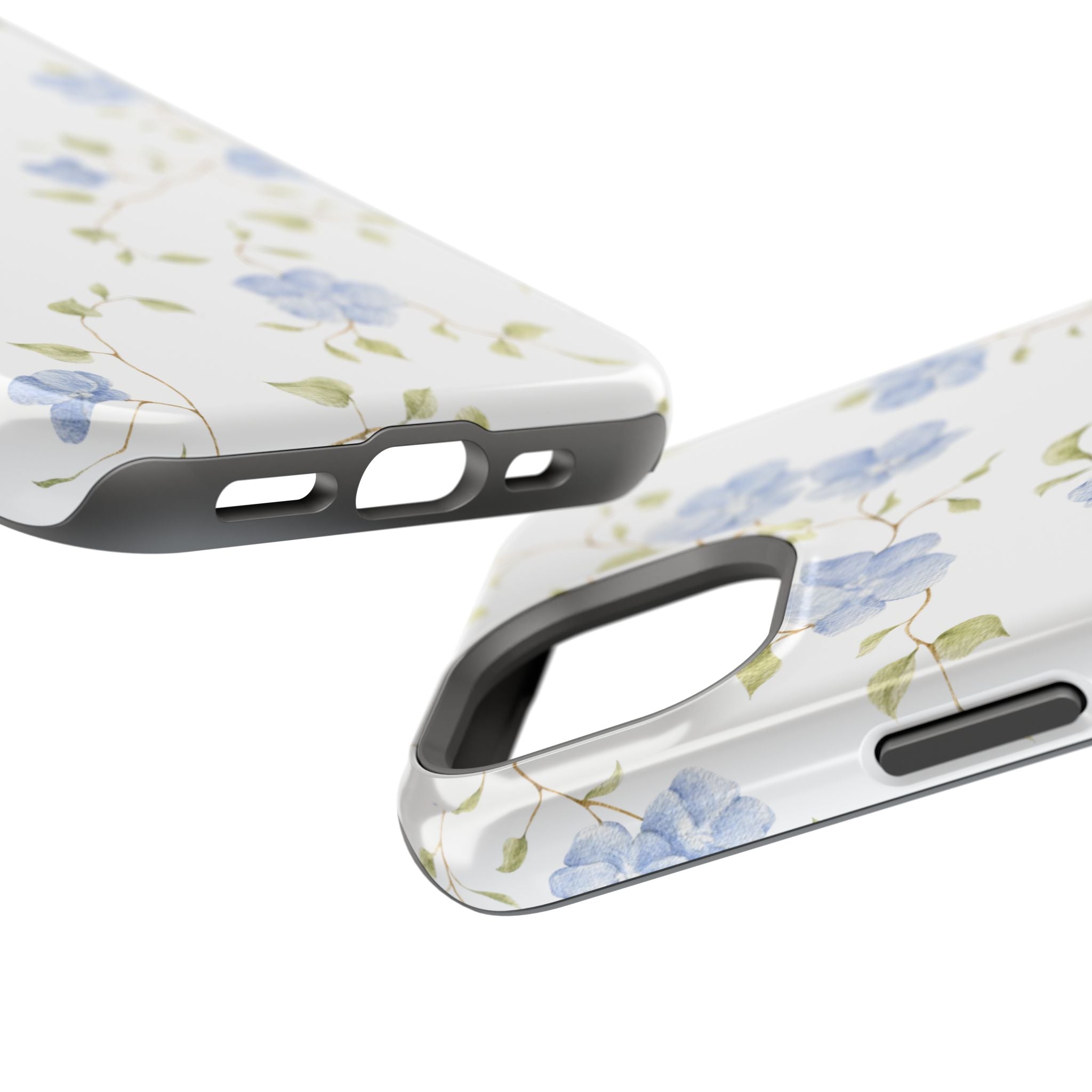 Customizable: Blue Floral Impact-Resistant Phone Case