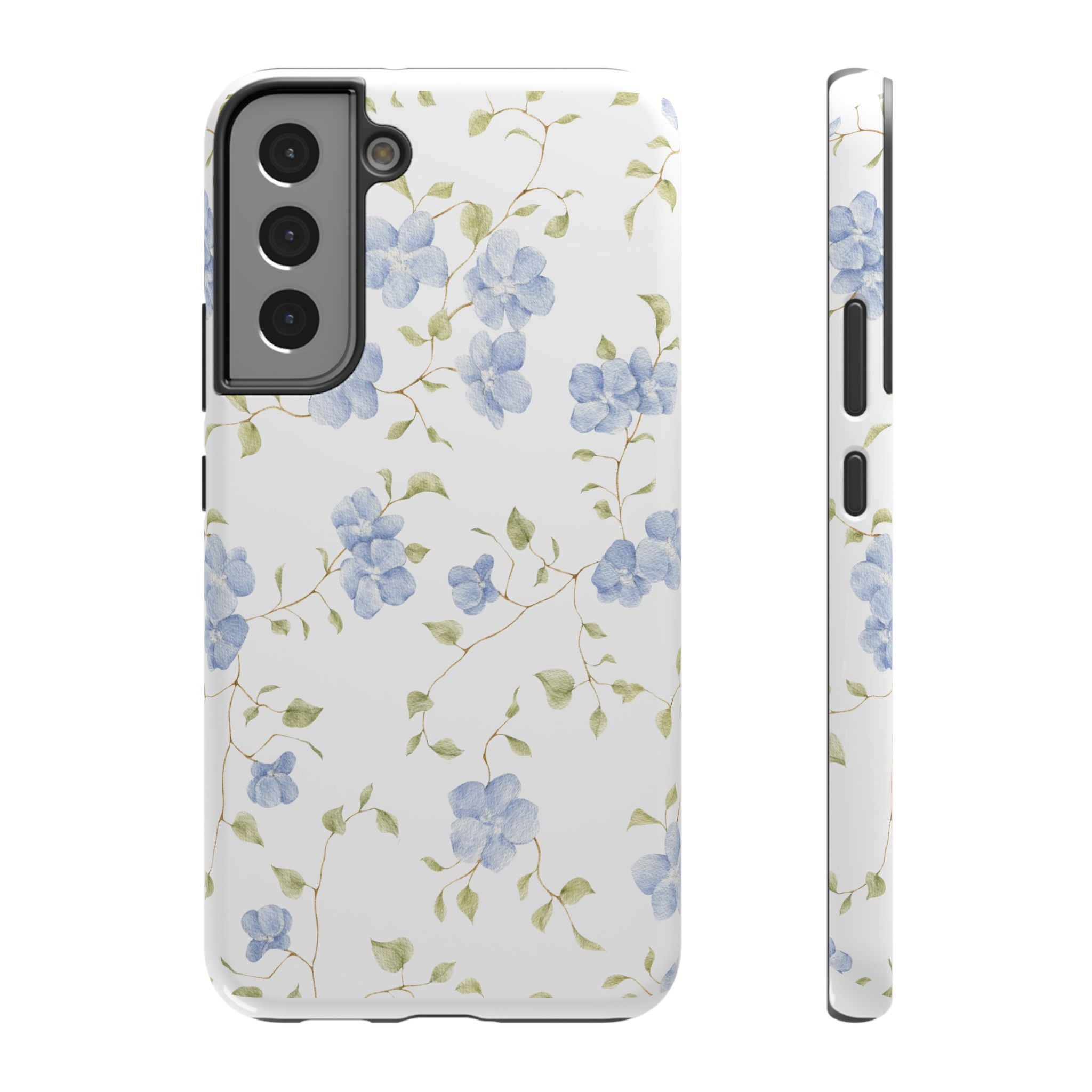 Customizable: Blue Floral Impact-Resistant Phone Case