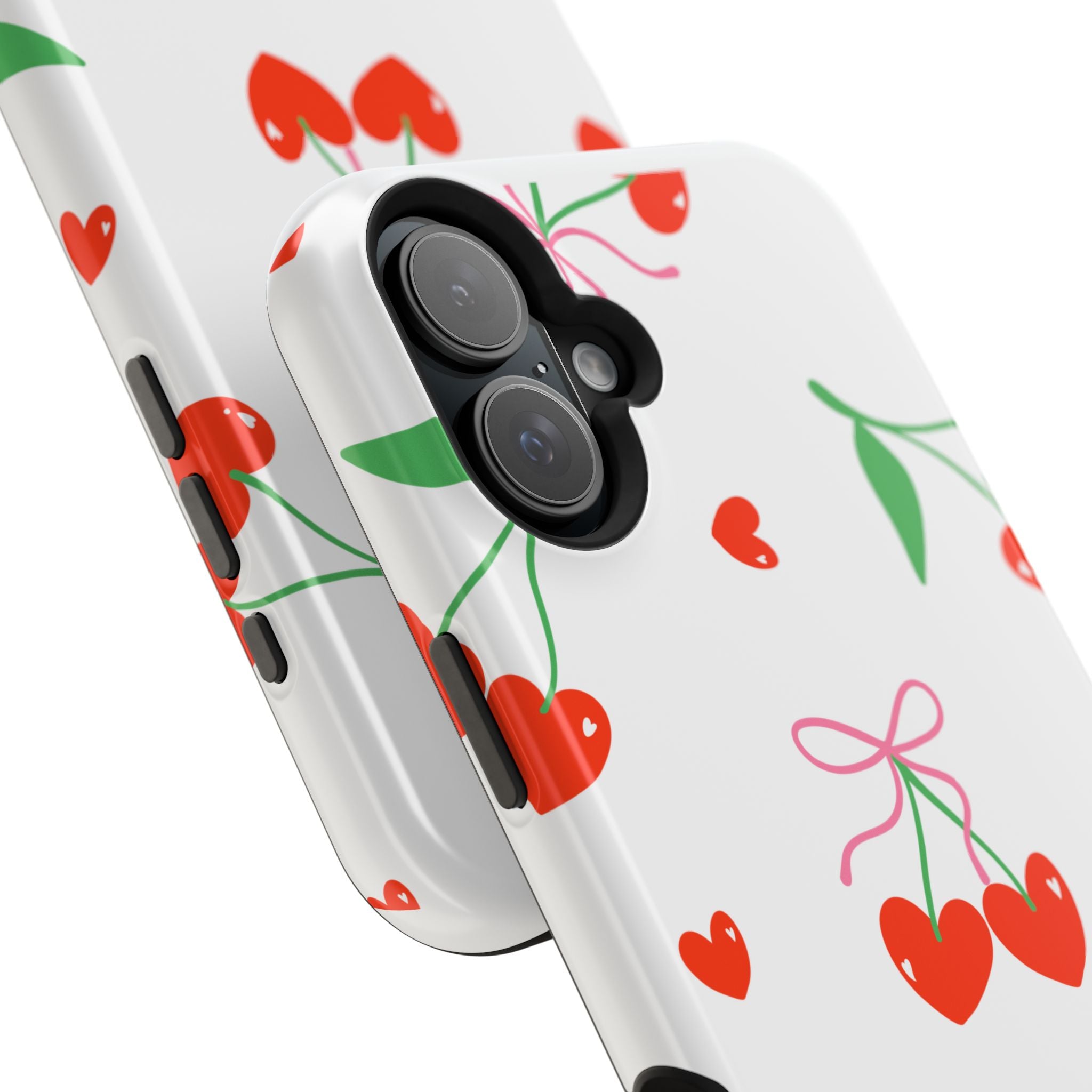 Customizable: Cherry Heart Impact-Resistant Phone Case