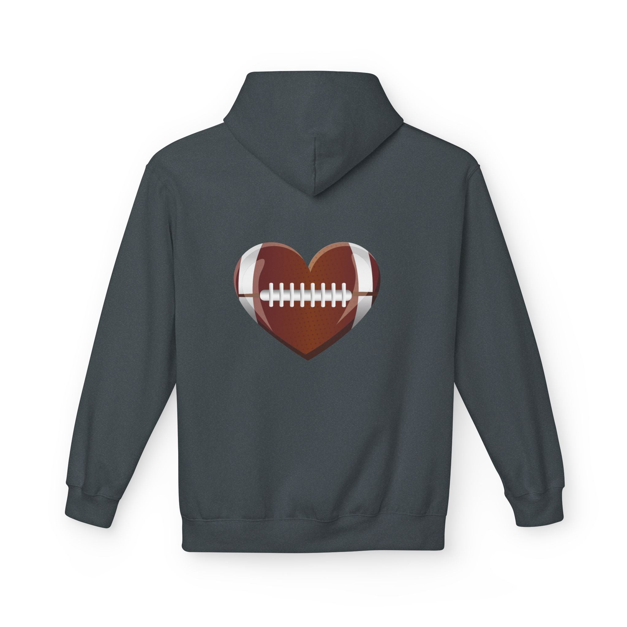 Football Heart Hoodie - Midweight Fleece Sweatshirt for Sports Fans, Gift for Holidays, Game Day Apparel, Cozy and Casual