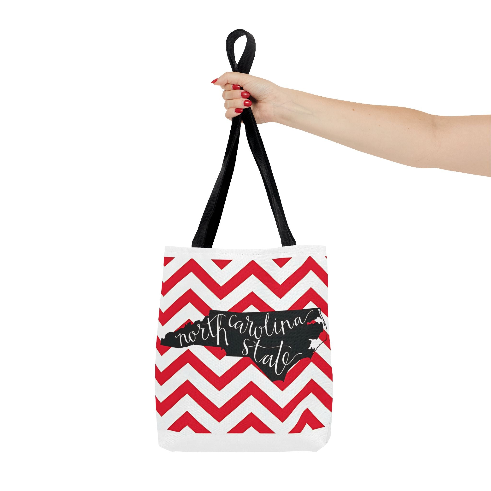 North Carolina Tote Bag, Stylish Chevron Pattern, Beach Essentials, Reusable Grocery Bag, Gift for Travelers, Southern Charm
