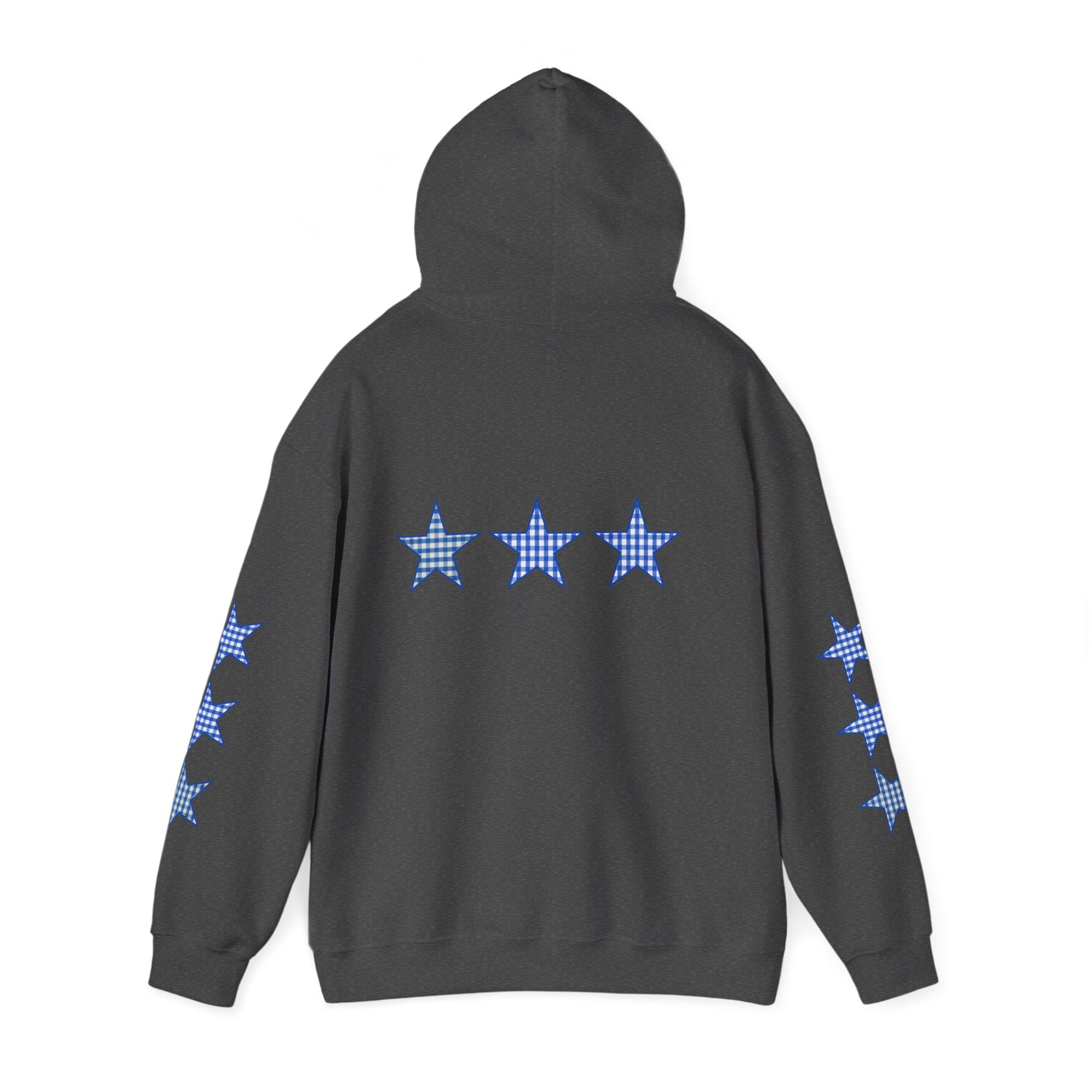 Customizable Tri-Star Blue Gingham Hoodie