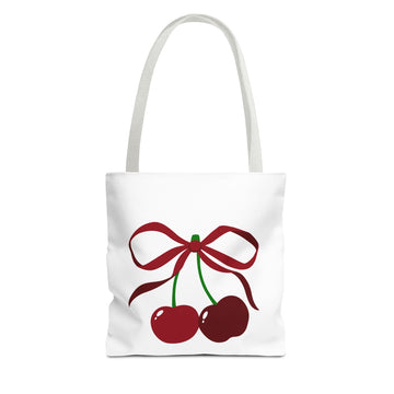 Customizable: Cherry Bow Tote Bag, Cute Carry-All for Everyday, Gift for Her, Eco-Friendly Shopping Bag, Perfect for Summer Outings
