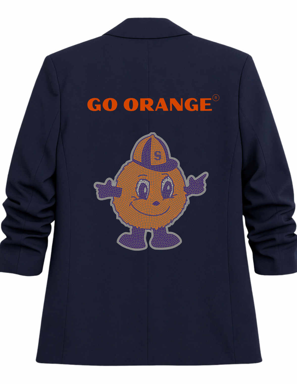 Syracuse University Otto Go Orange Navy Ruched Sleeve Blazer