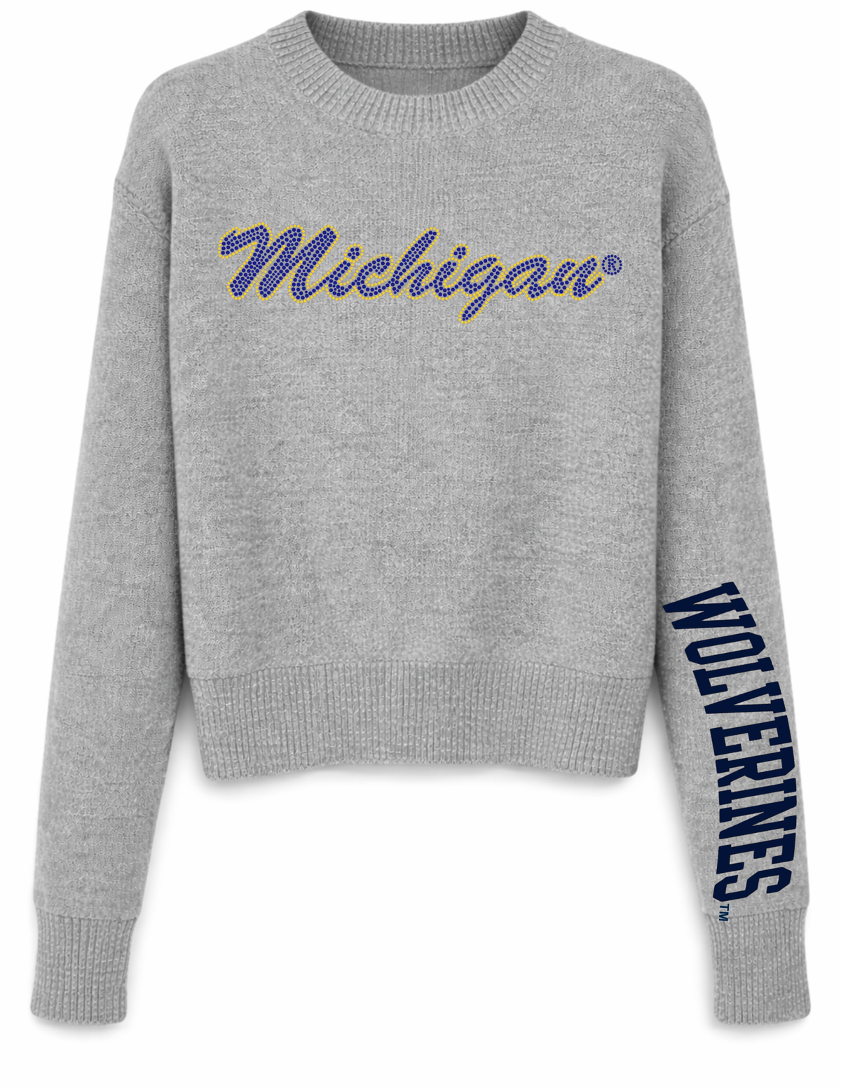 University of Michigan Wolverines Script Gray Crewneck Sweater