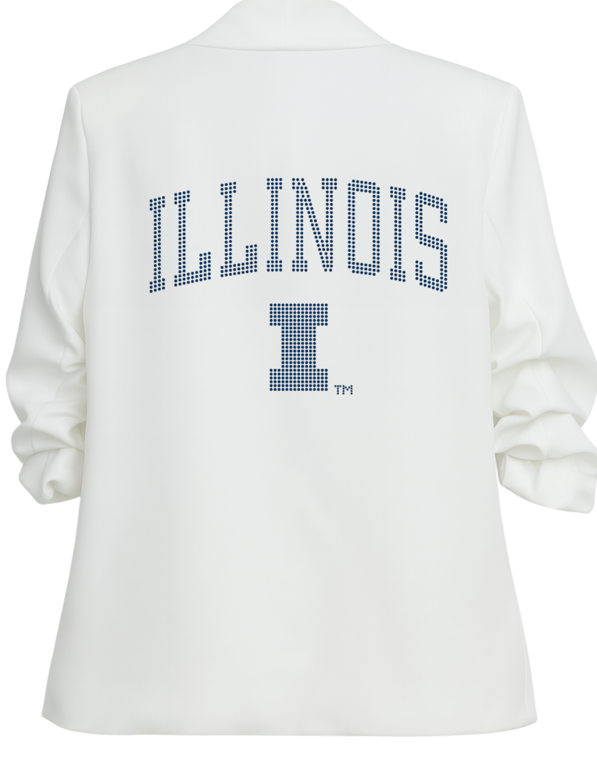 University of Illinois Rounded Illinois I White Ruched Blazer