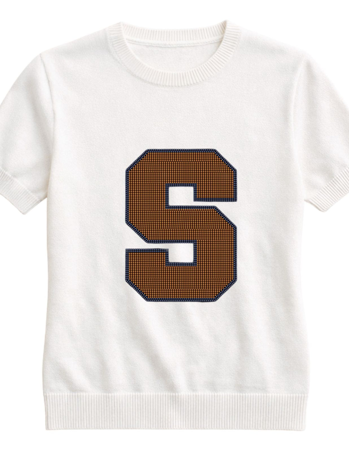 Syracuse University Block S Ivory Short Sleeve Sweater
