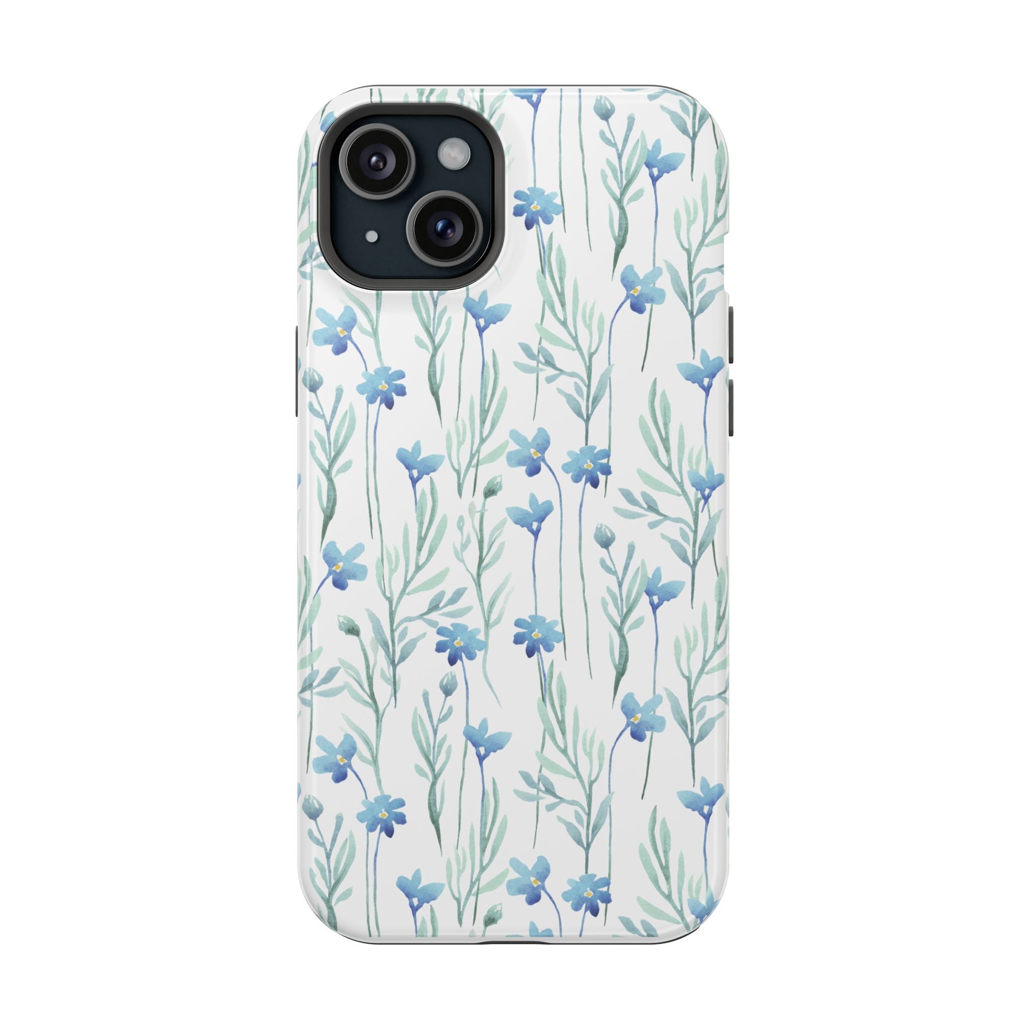Customizable: Blue Floral Impact-Resistant Phone Case