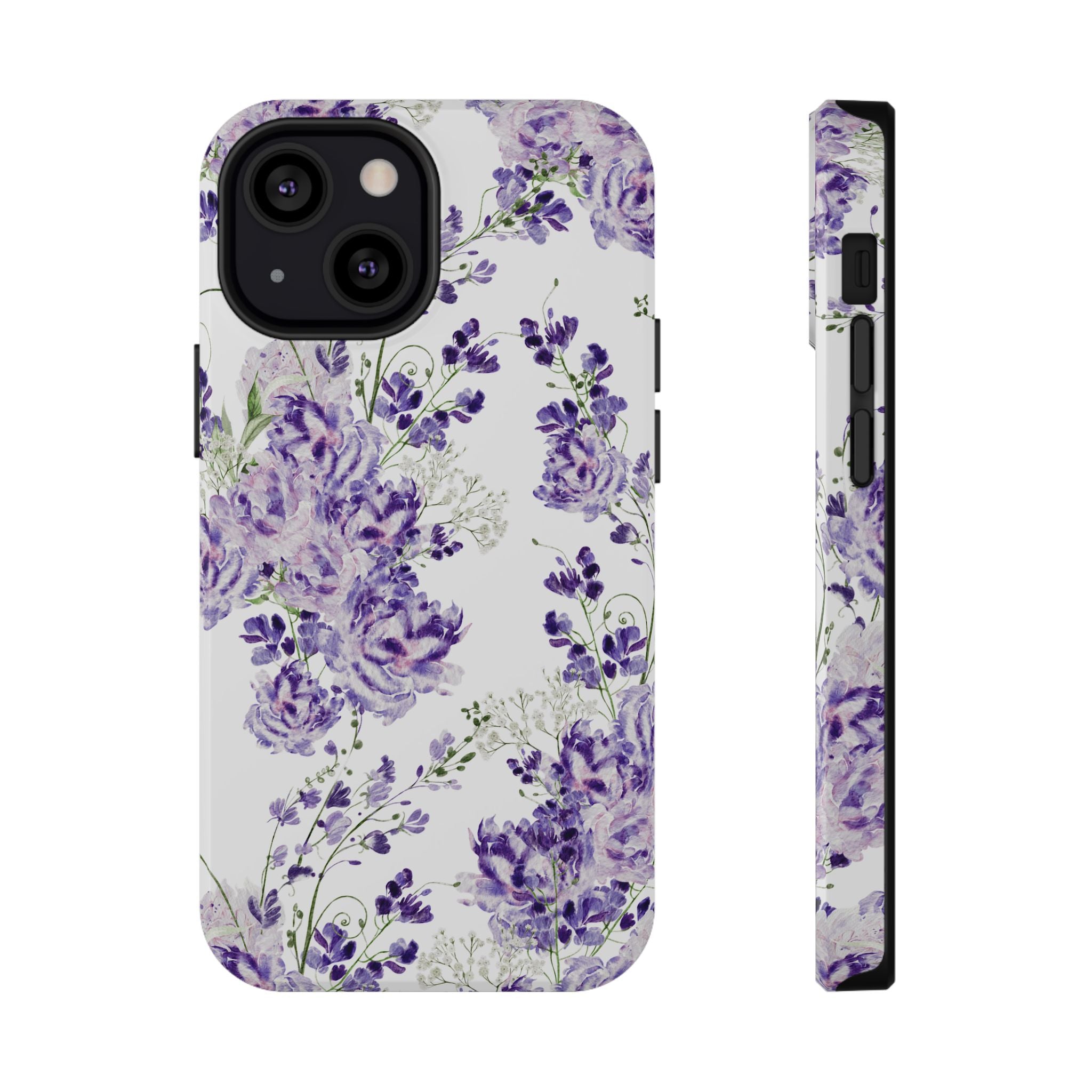 Customizable: Purple Floral Impact-Resistant Phone Case