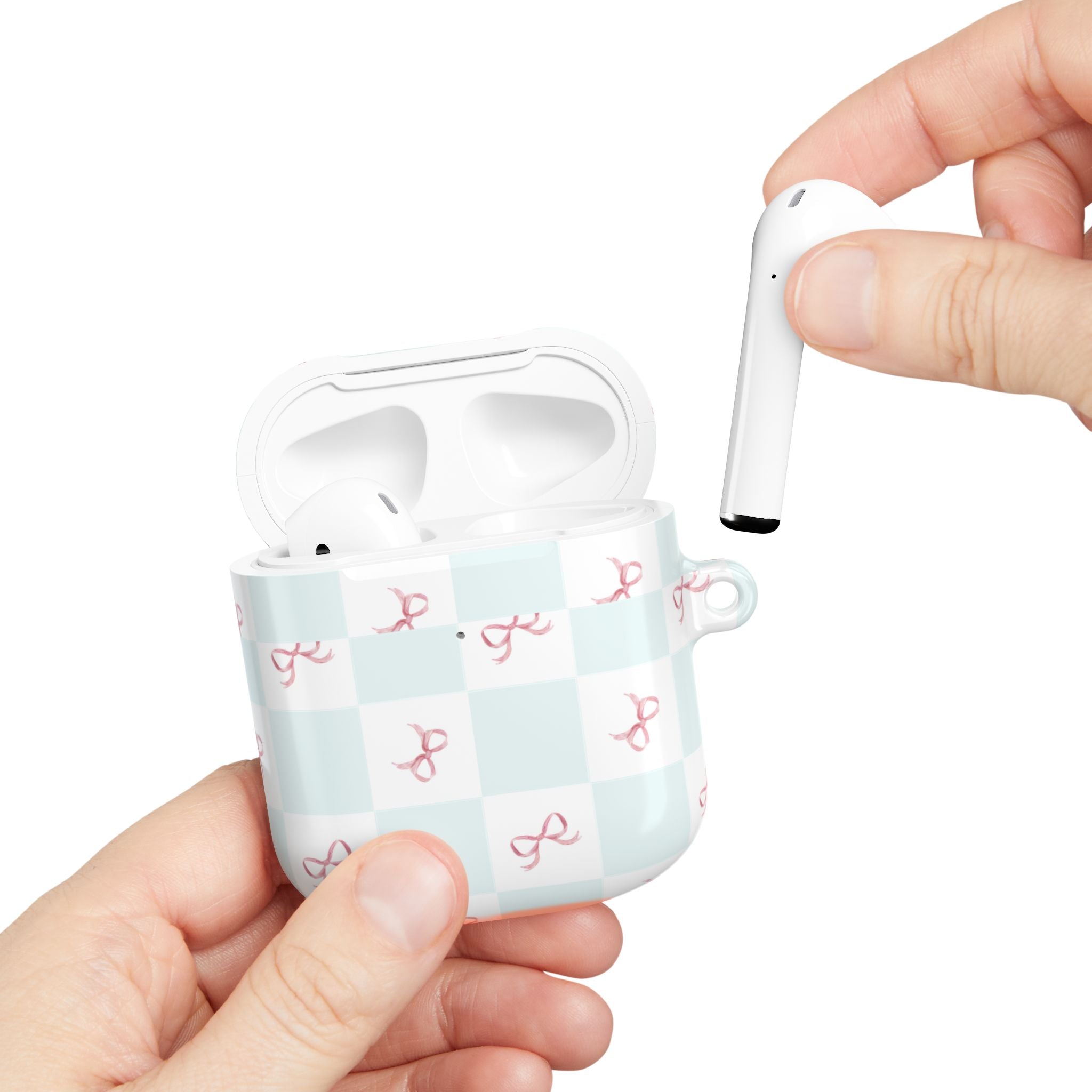 Customizable: Chic AirPod Case with Pink Ribbon Design, Trendy AirPod Case