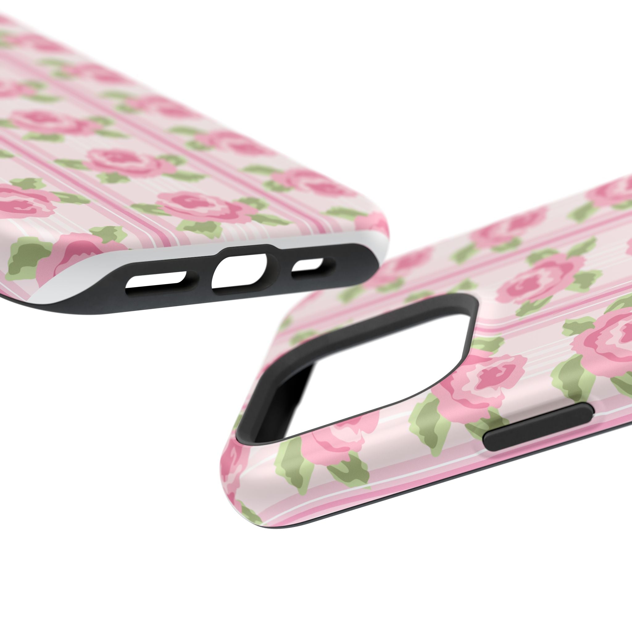 Customizable: Floral Impact-Resistant Phone Case, Pink Rose Pattern