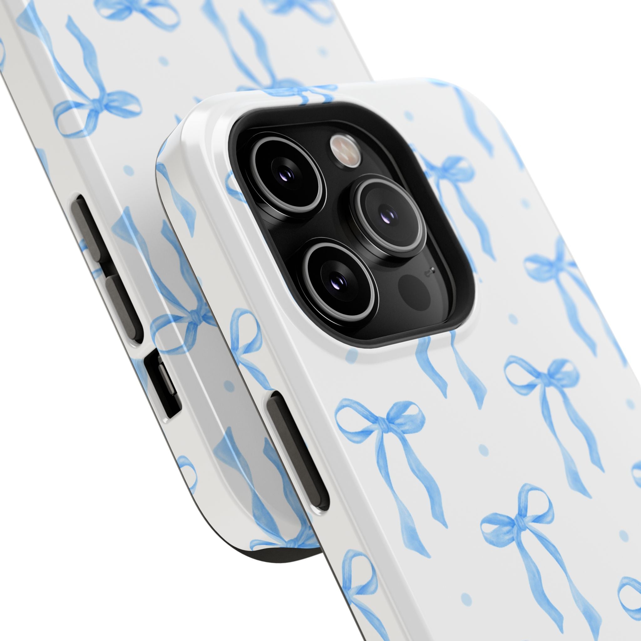 Customizable: Chic Blue Coquette Bow Impact-Resistant Phone Case