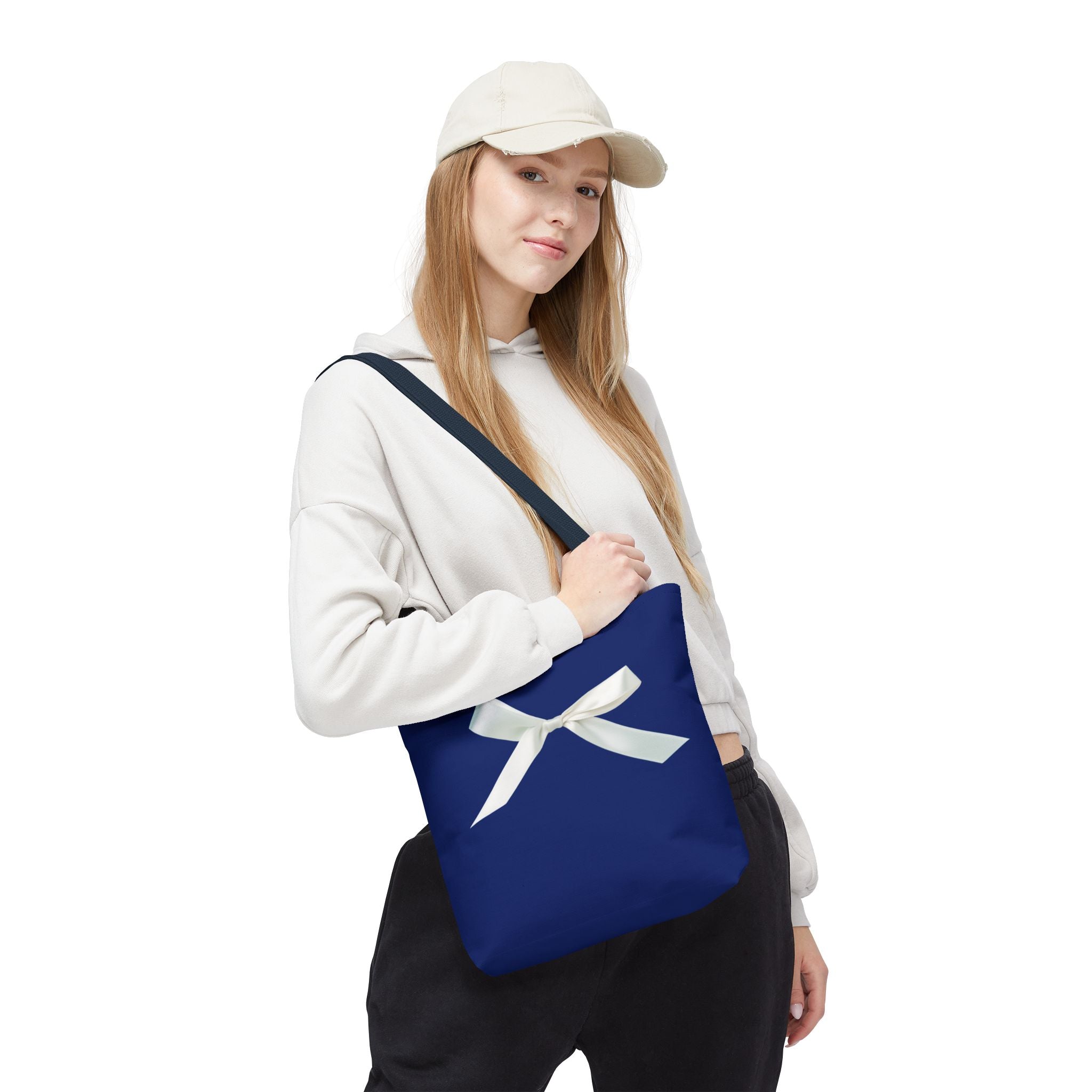 Elegant Blue Tote Bag with White Bow, Stylish Carryall, Perfect Gift for Her, Bridesmaid Tote, Wedding Accessory, Everyday Use