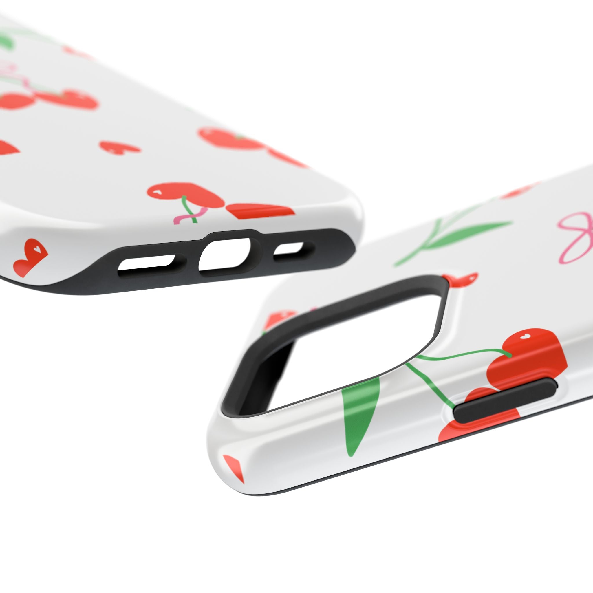 Customizable: Cherry Heart Impact-Resistant Phone Case