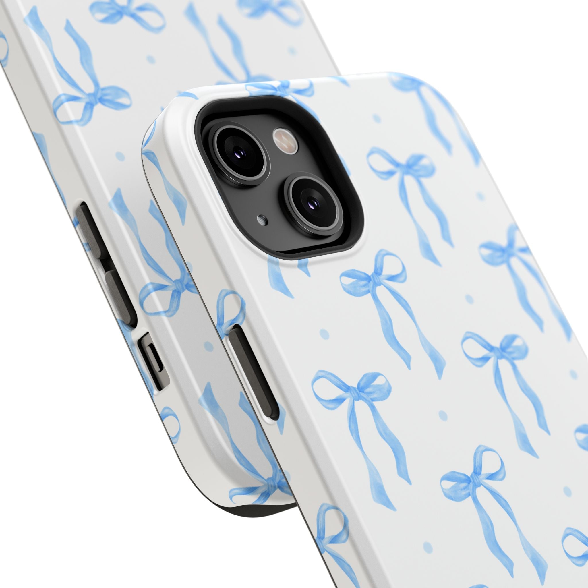 Customizable: Chic Blue Coquette Bow Impact-Resistant Phone Case