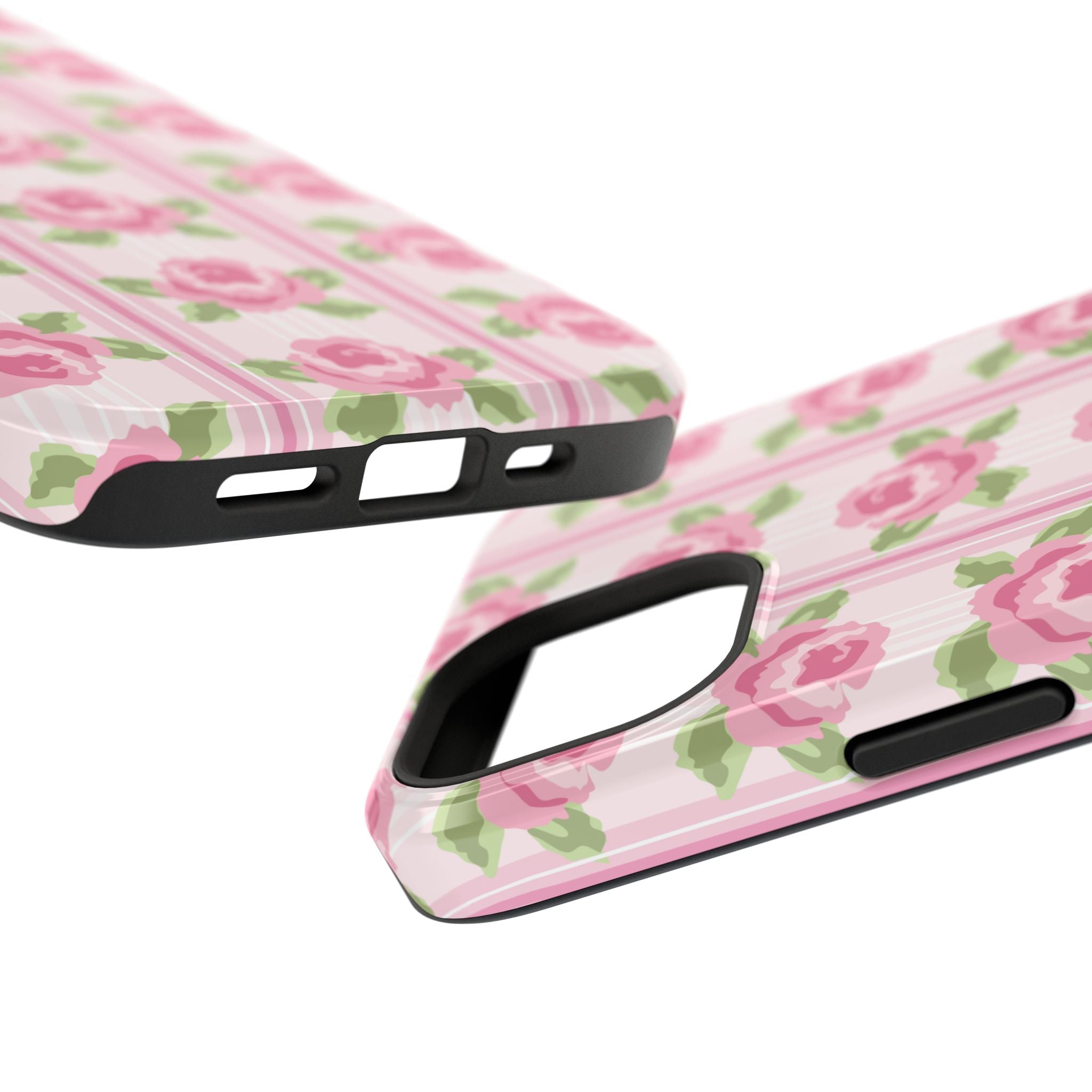 Customizable: Floral Impact-Resistant Phone Case, Pink Rose Pattern