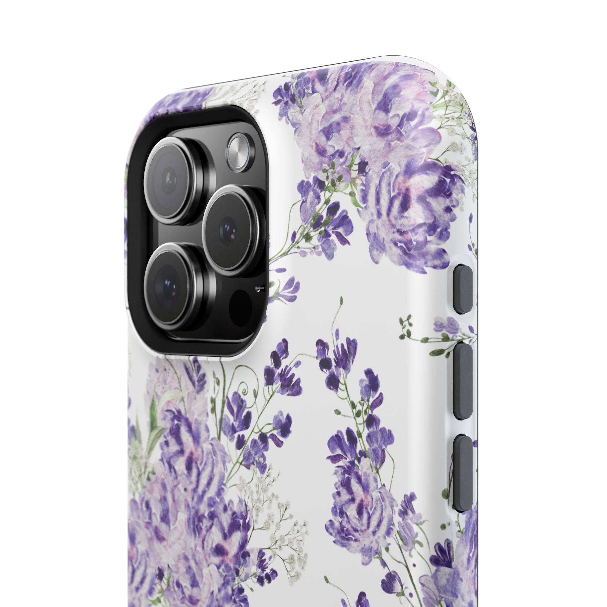 Customizable: Purple Floral Impact-Resistant Phone Case