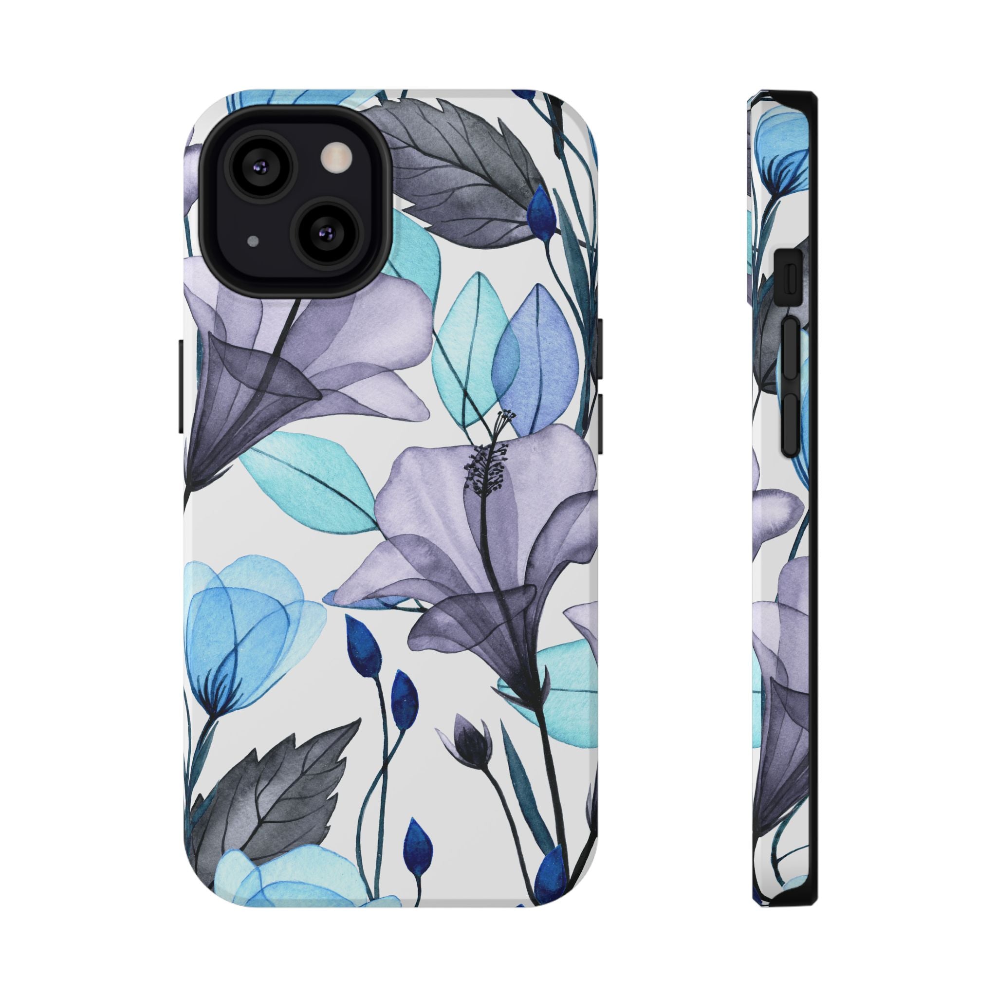 Customizable: Blue and Purple Floral Impact-Resistant Phone Case