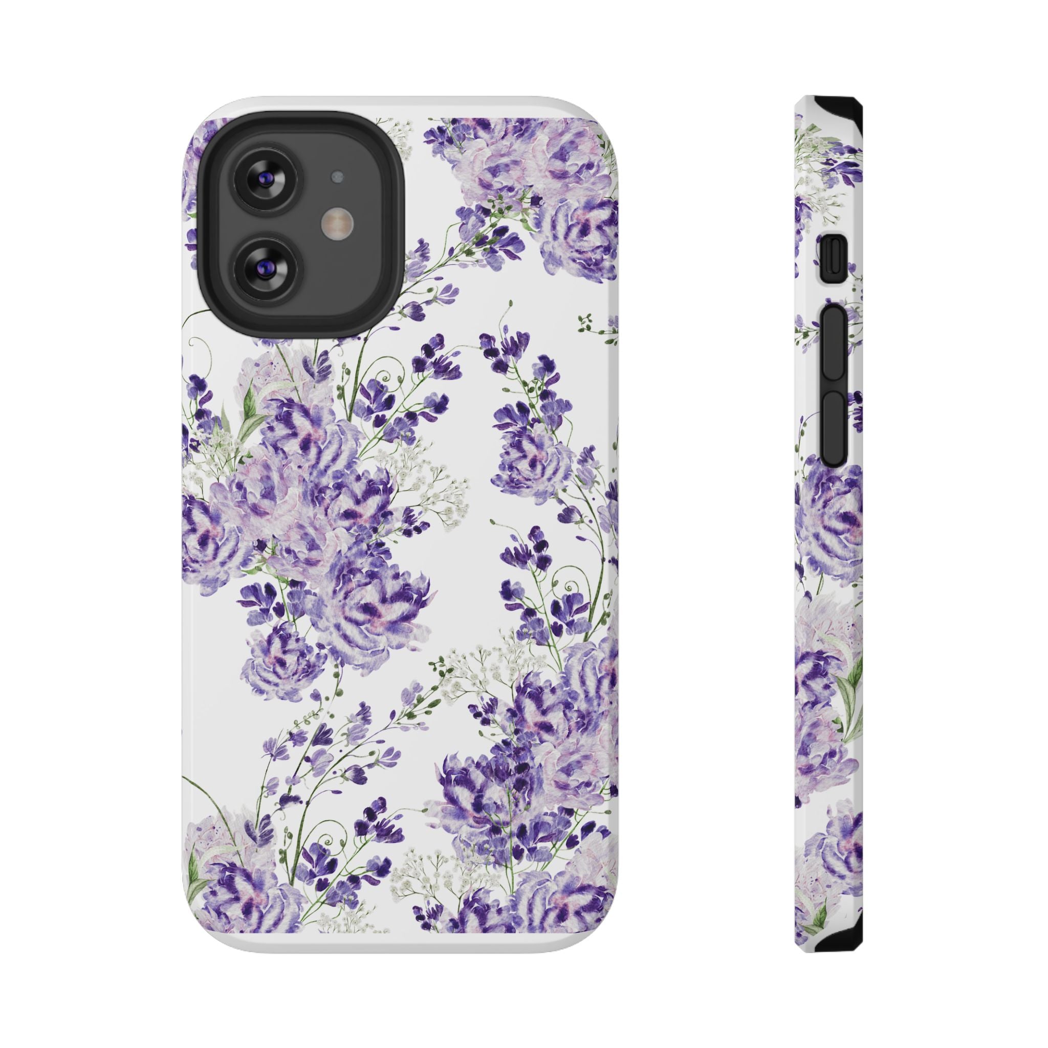 Customizable: Purple Floral Impact-Resistant Phone Case