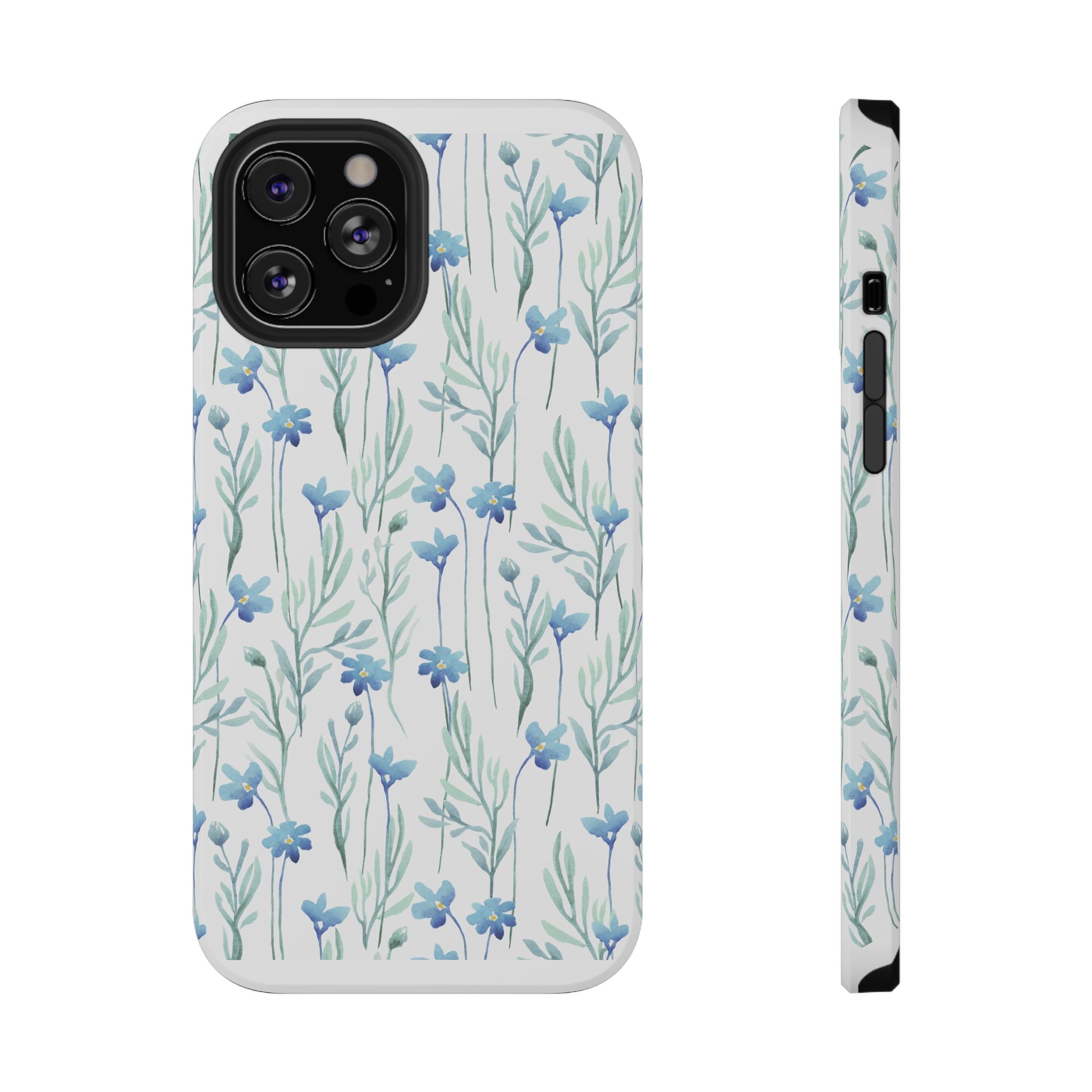 Customizable: Blue Floral Impact-Resistant Phone Case