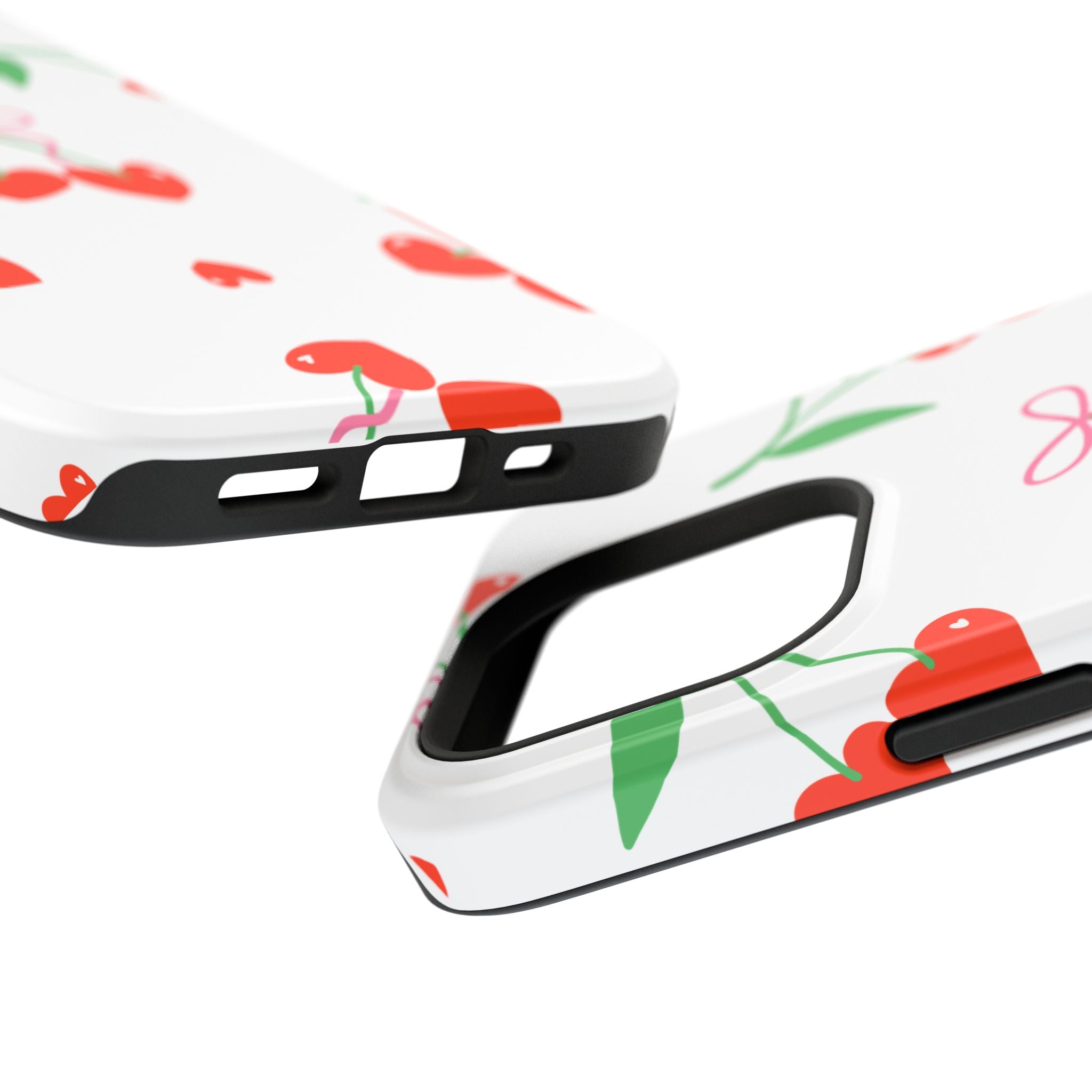 Customizable: Cherry Heart Impact-Resistant Phone Case