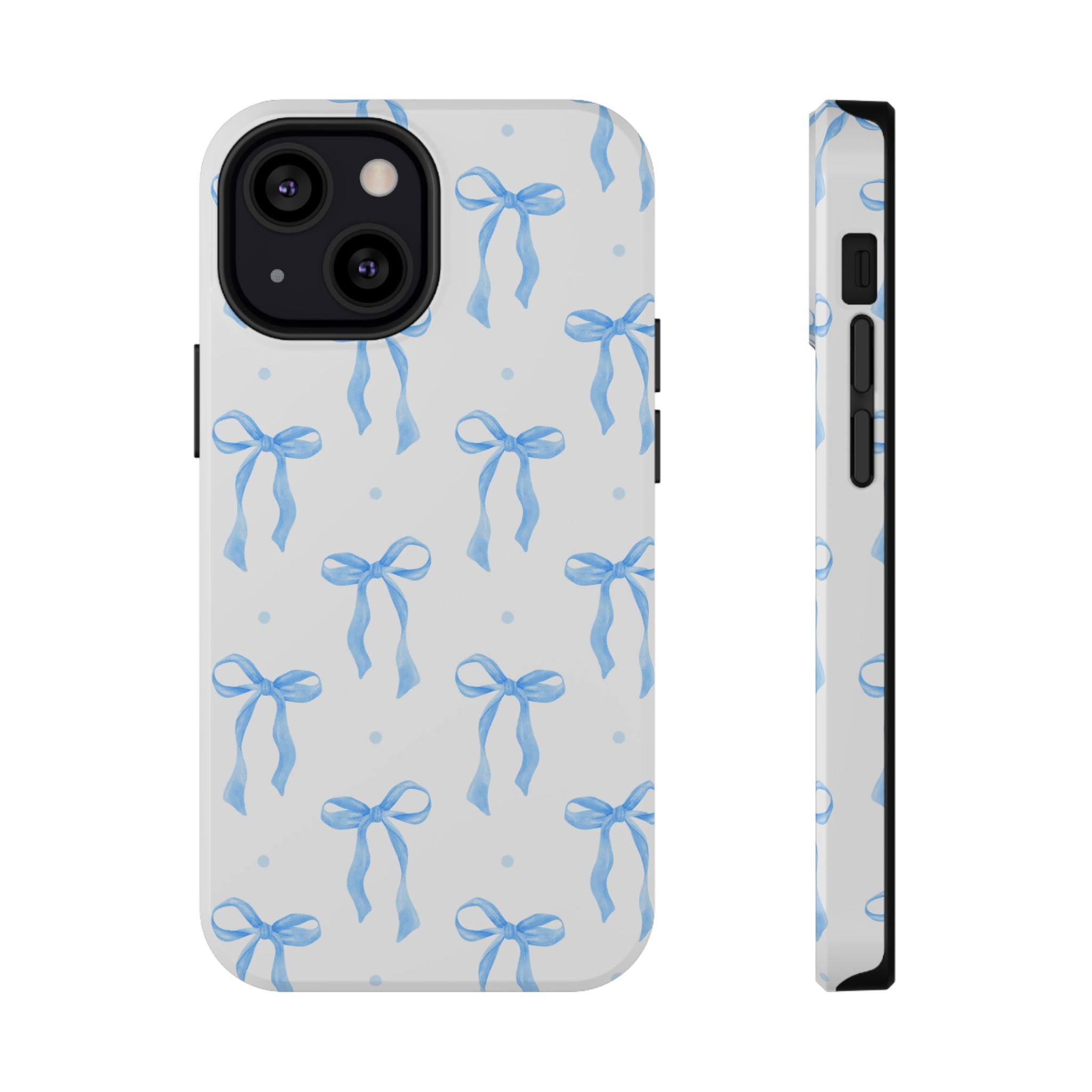 Customizable: Chic Blue Coquette Bow Impact-Resistant Phone Case