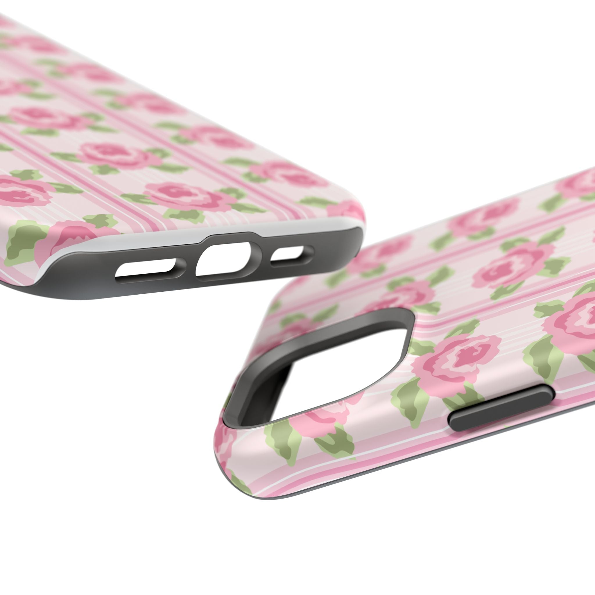 Customizable: Floral Impact-Resistant Phone Case, Pink Rose Pattern
