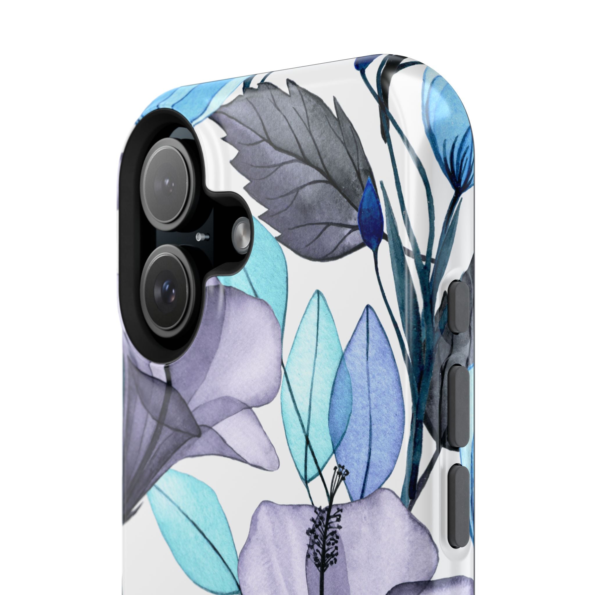 Customizable: Blue and Purple Floral Impact-Resistant Phone Case