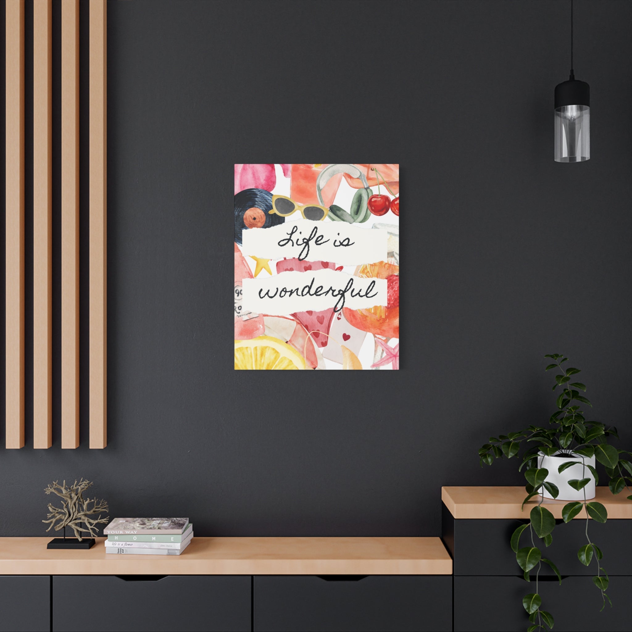 Life is Wonderful Canvas Wall Art, Colorful Decor, Inspirational Gift, Home Display, Summery Wall Art, Motivational Print