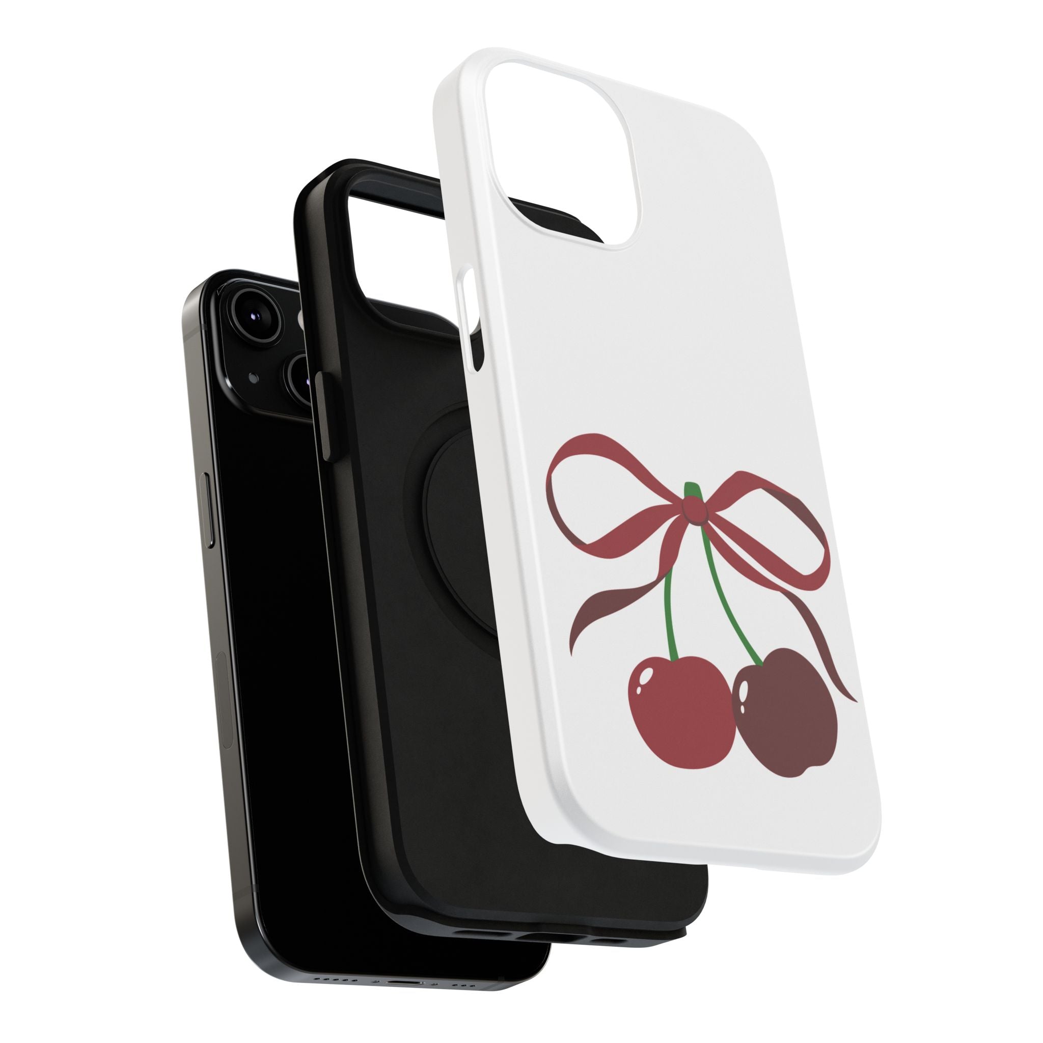 Customizable: Cherry Bow Impact-Resistant Case for Smartphones | Cute Phone Cover | Gift for Her | Cherry Lover's Accessory | Durable Phone Case